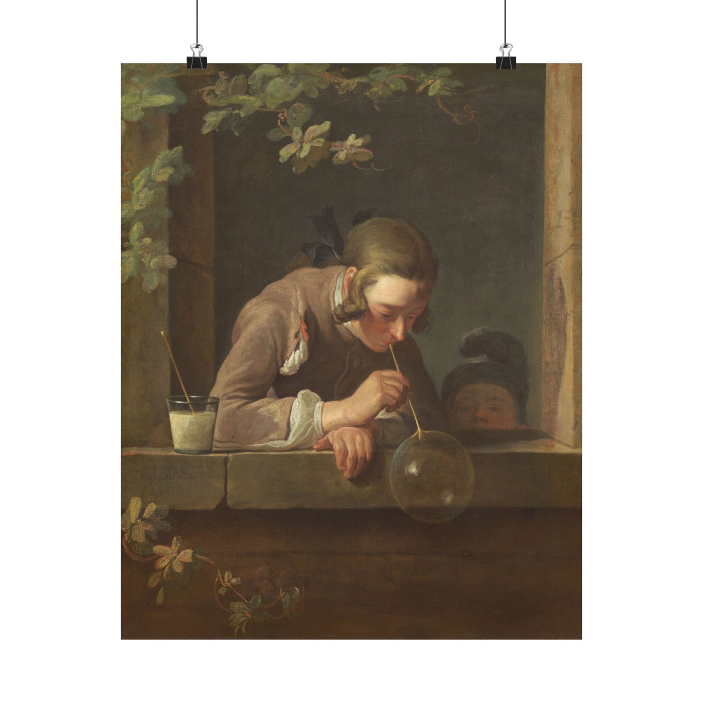 Rococo Art Print, Jean Simeon Chardin's Soap Bubbles Matte Poster, Perfect for Home Decor