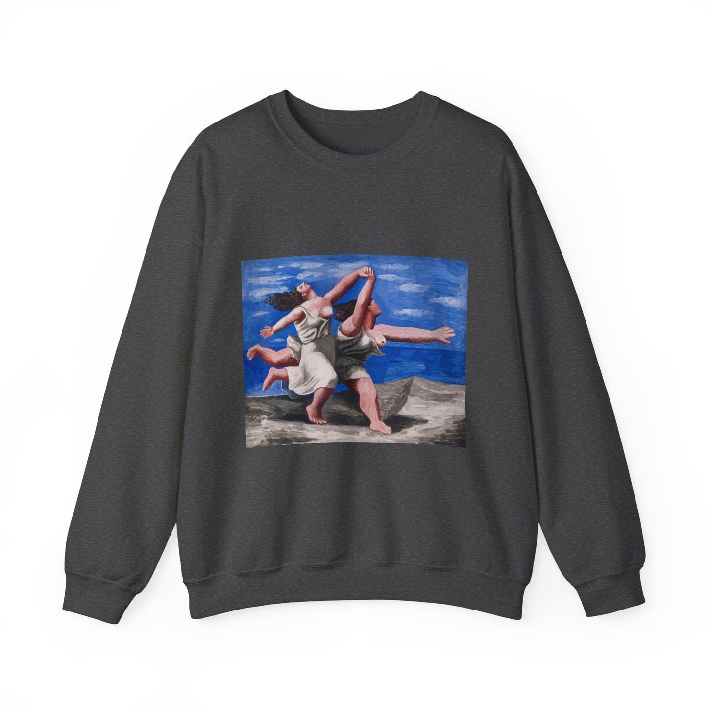 Pablo Picasso Women Running Beach Crewneck Sweatshirt, Art Lover Gift, Aesthetic Apparel, Feminine Beauty Jumper, Cozy Friend Present