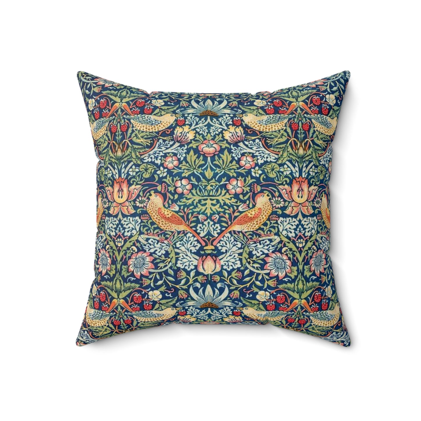William Morris Strawberry Thief Pillow - Classic Arts and Crafts Design - Decorative Double-Sided Cushion