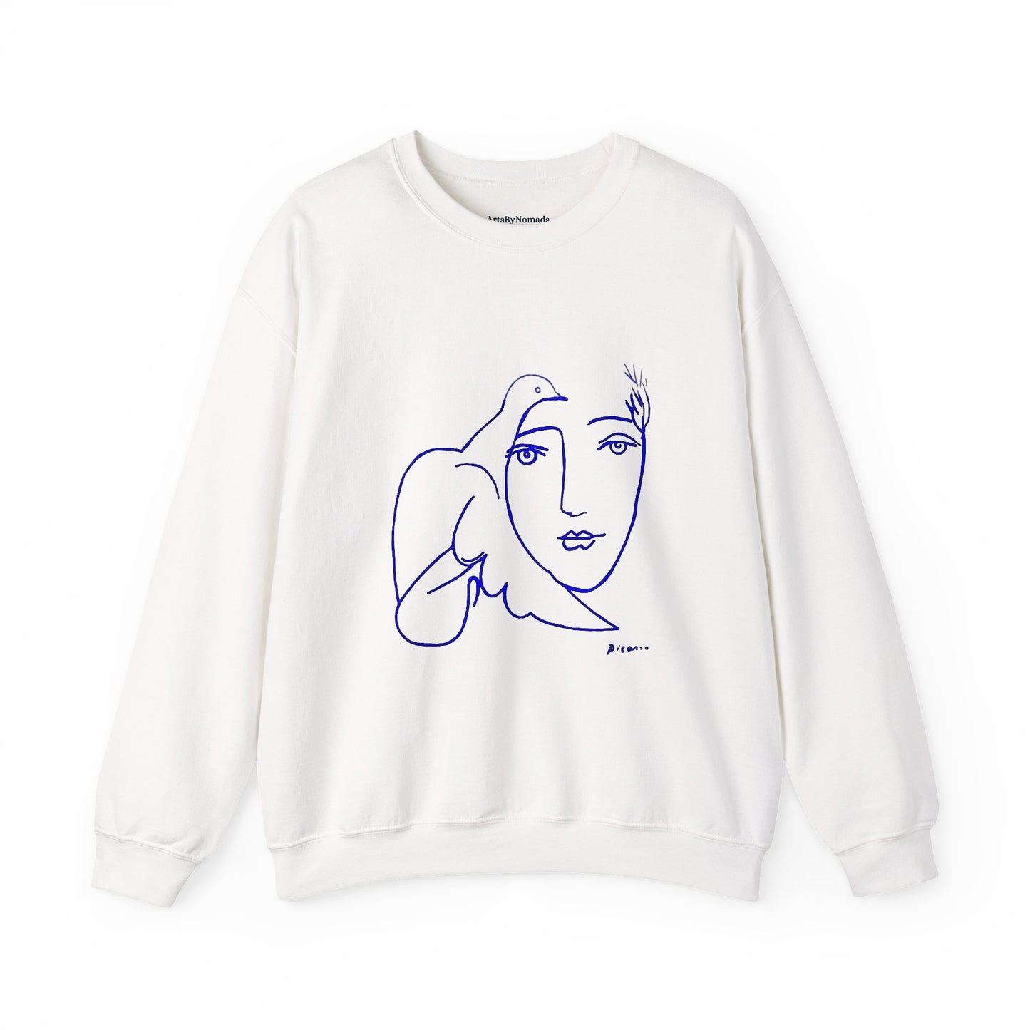Picasso's Dove Sketch Sweatshirt, Abstract Face Line Art, Unisex Crewneck, Famous, Comfort Colors, Warm Apparel, Unique Style
