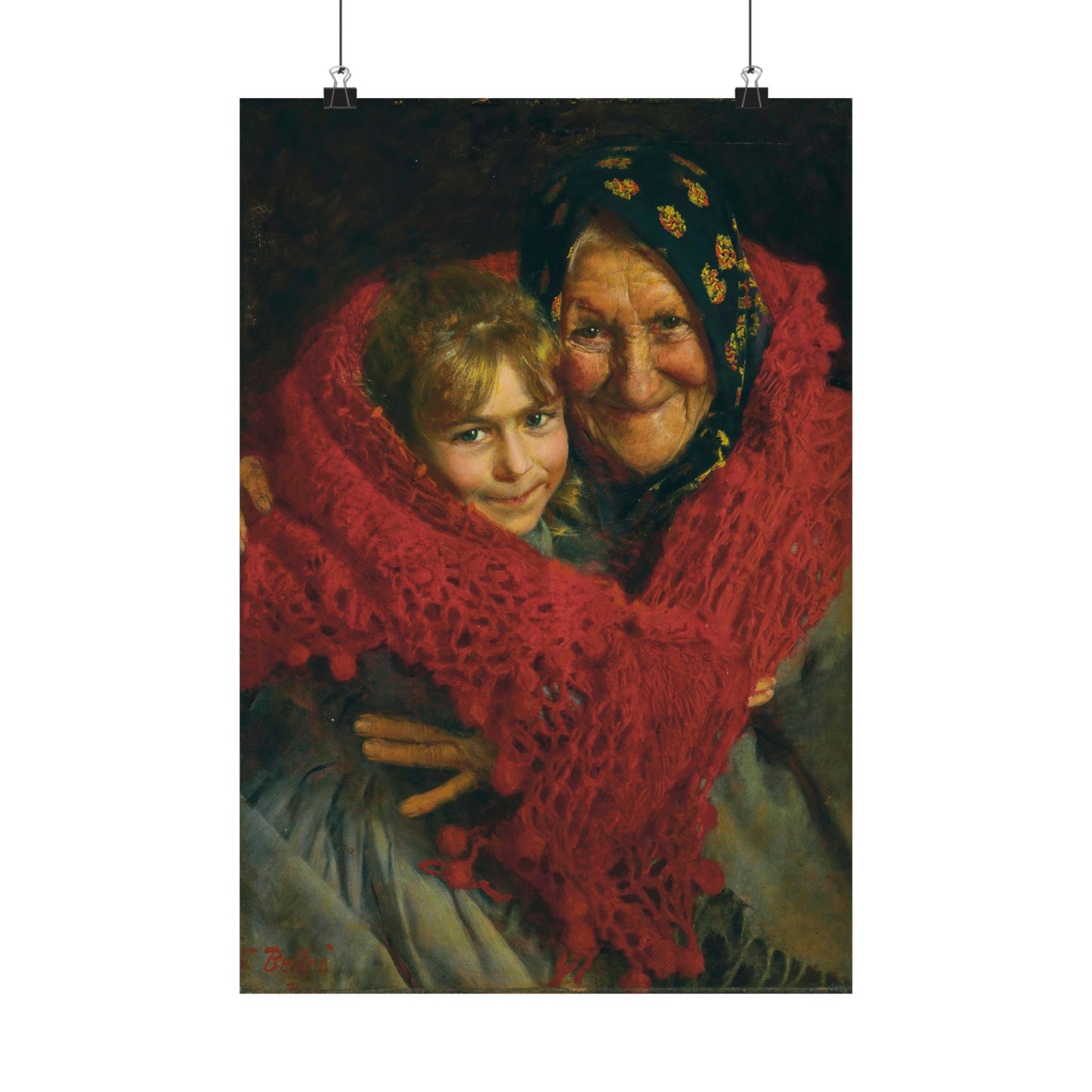 Gaetano Bellei Grandmother and Child Print - Classic Family Art Poster - Ideal Mothers Day Gift - Matte Poster