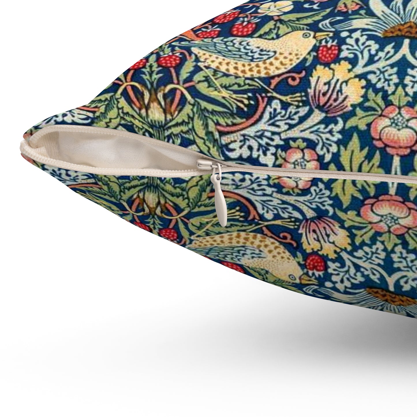William Morris Strawberry Thief Pillow - Classic Arts and Crafts Design - Decorative Double-Sided Cushion