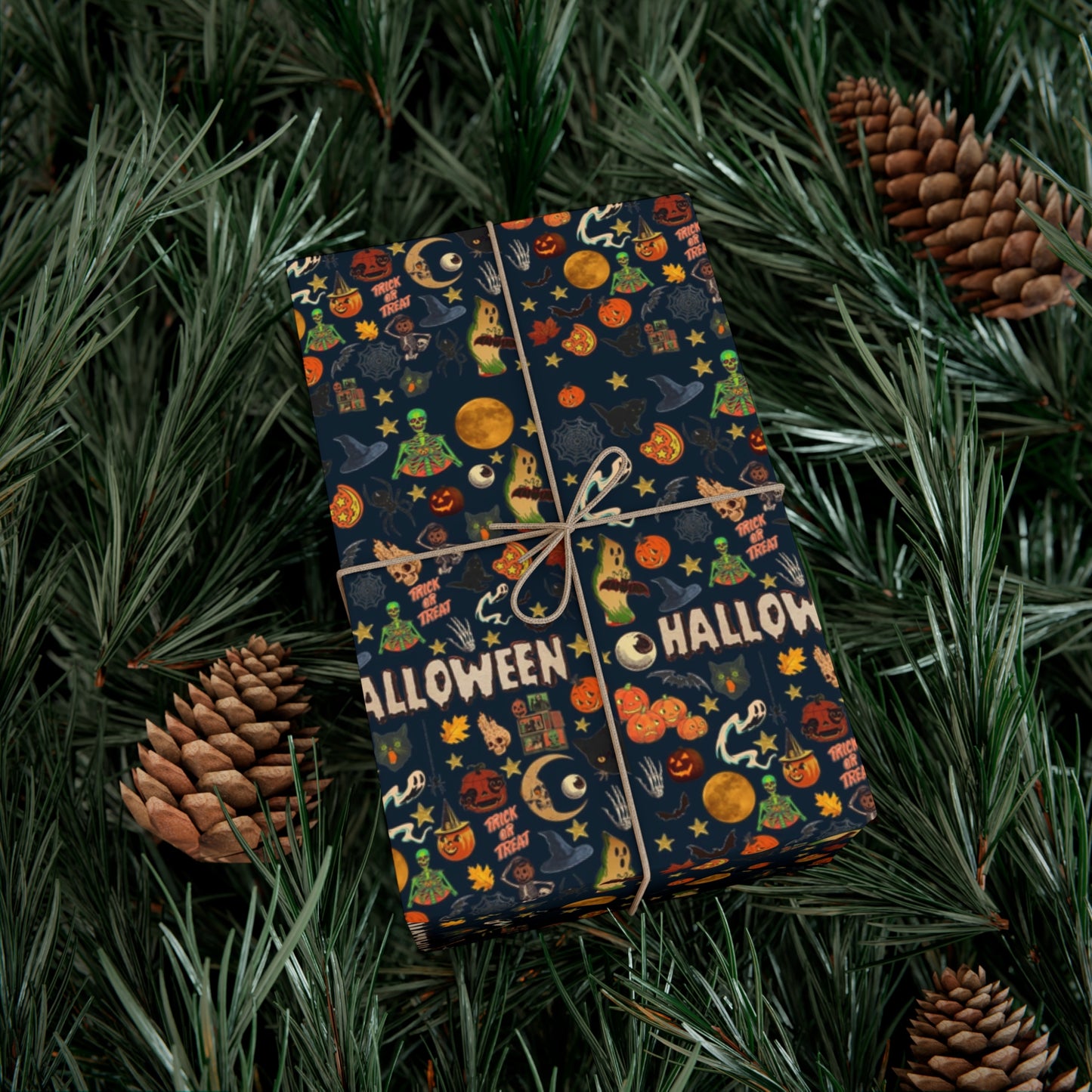 Vintage Halloween Wrapping Paper | Cute Ghosts, Witch Hats, Bats, & More | Perfect Gift Wrap