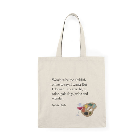 Tote Bag with Sylvia Plath Quote, Natural Shopping Bag, Literary Quote Reusable Bag, Book Lovers Gift, Canvas Tote Bag, Eco Shopper Bag