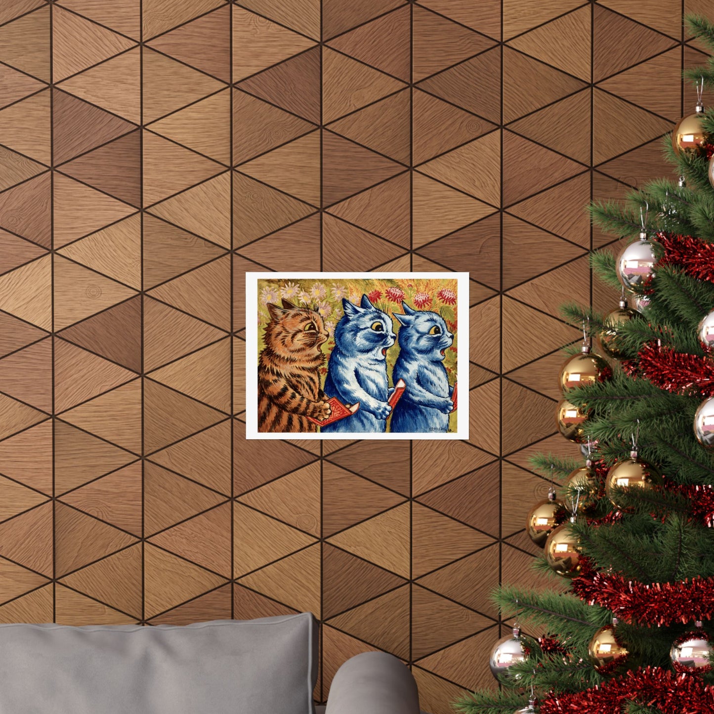 Louis Wain Three Cats Singing Poster, Charming Cat Wall Art, Perfect Cute Home, Kids Room and Dorm Decor Gift