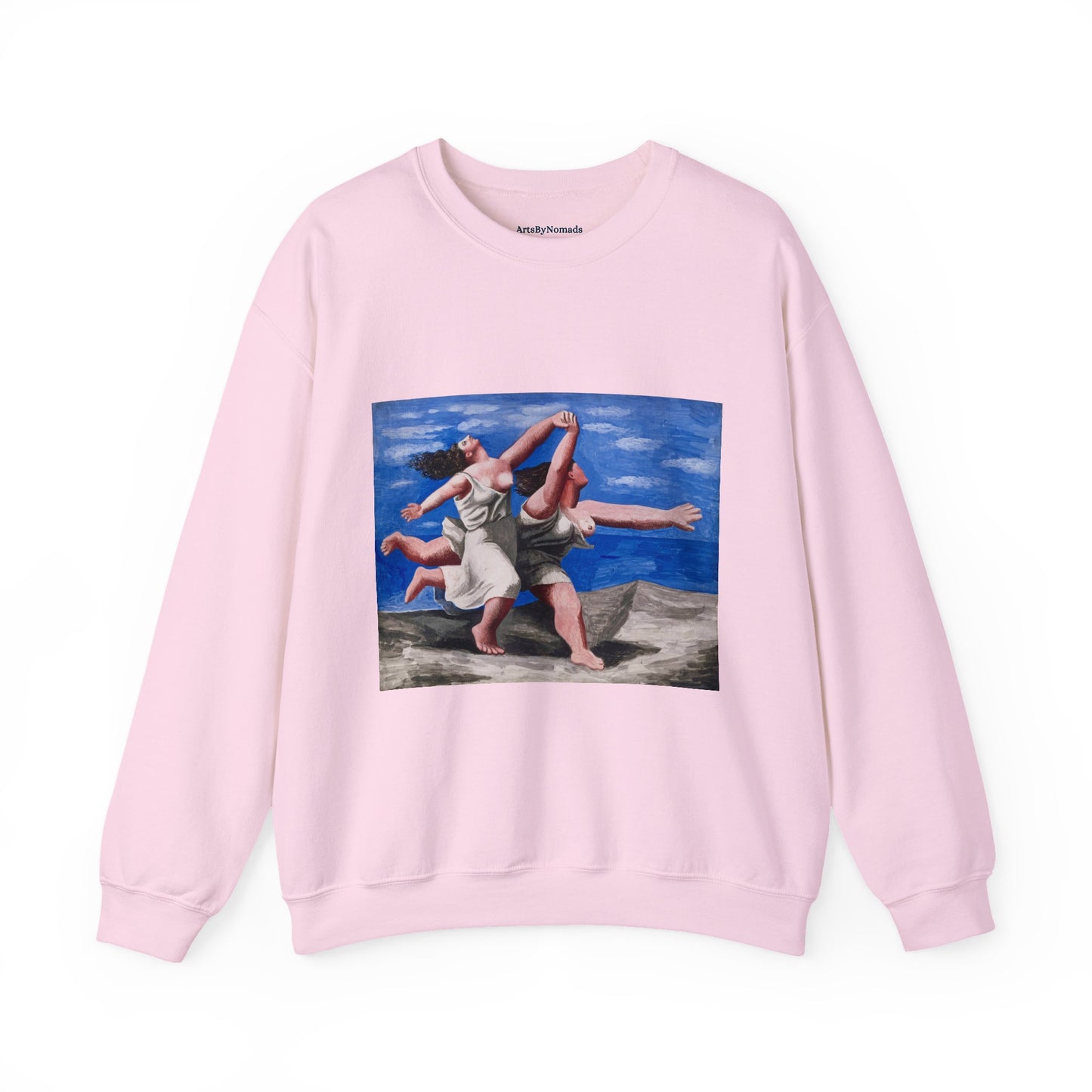 Pablo Picasso Women Running Beach Crewneck Sweatshirt, Art Lover Gift, Aesthetic Apparel, Feminine Beauty Jumper, Cozy Friend Present