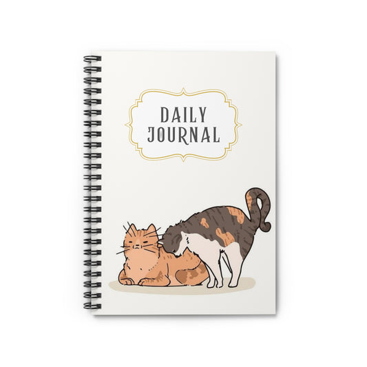 Cute Cats in Love Spiral Notebook - Beige Cat Lovers Journal - Perfect for Notes, Lists, and Poems