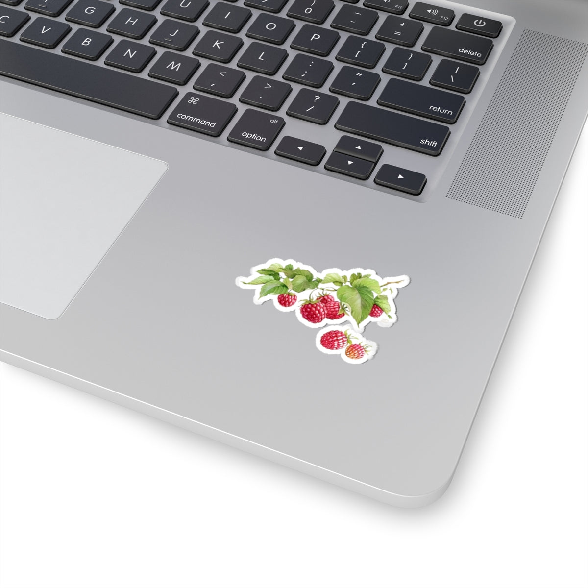 Natural Raspberry Kiss-Cut Sticker - Realistic Berry Design with Leaves, Perfect for Laptops, Journals, and Craft Projects