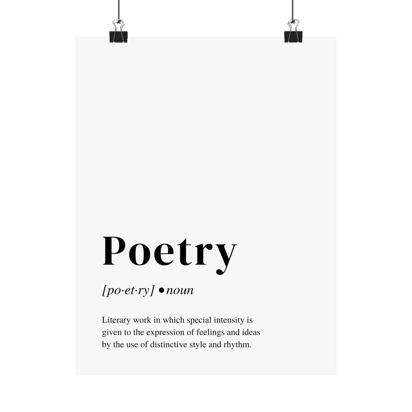 Poetry Definition Poster, Perfect Art Print Gift for Poets and Poetry Lovers