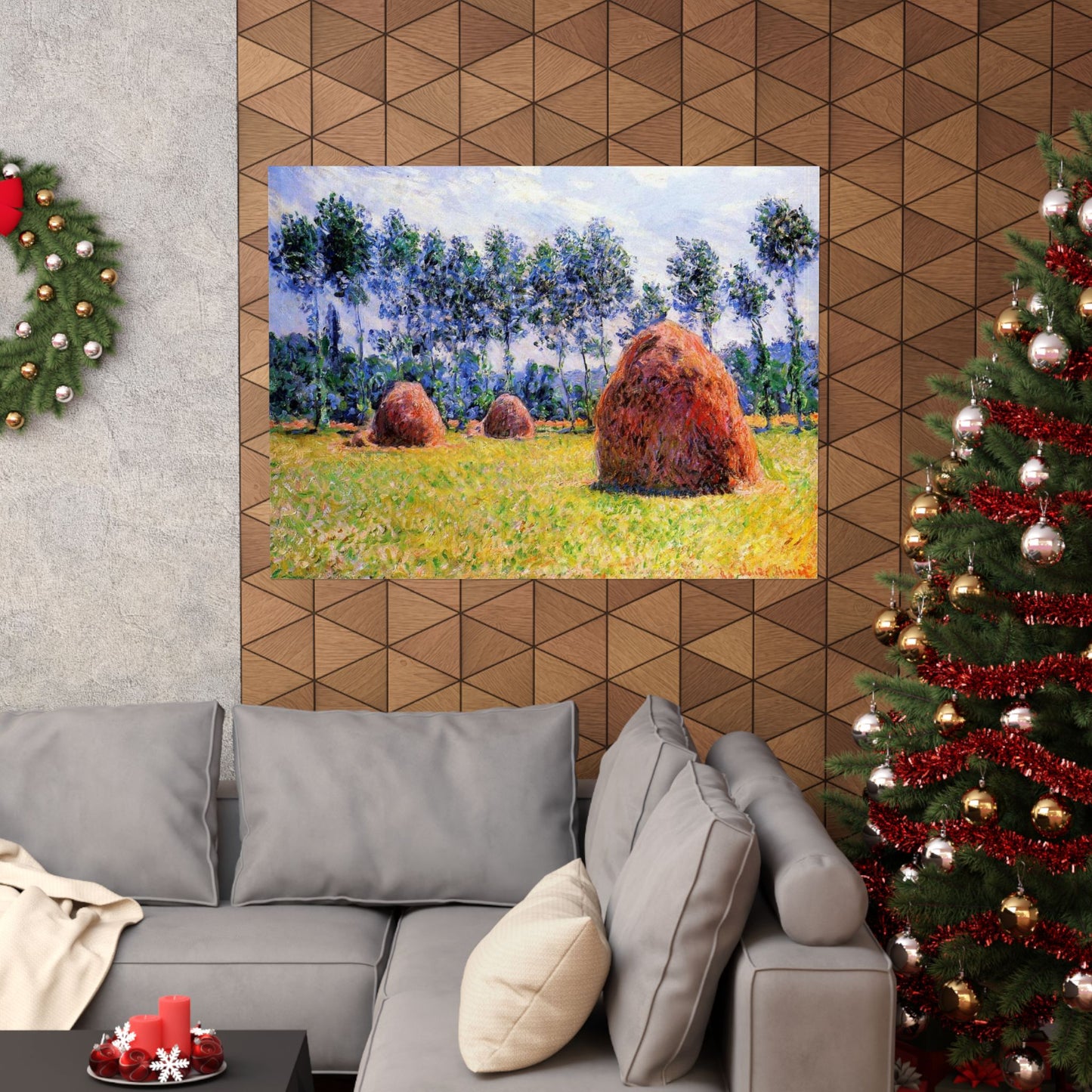 Claude Monet Haystacks at Giverny Print, Impressionist Landscape Poster, Premium Matte Wall Art for Home Decor