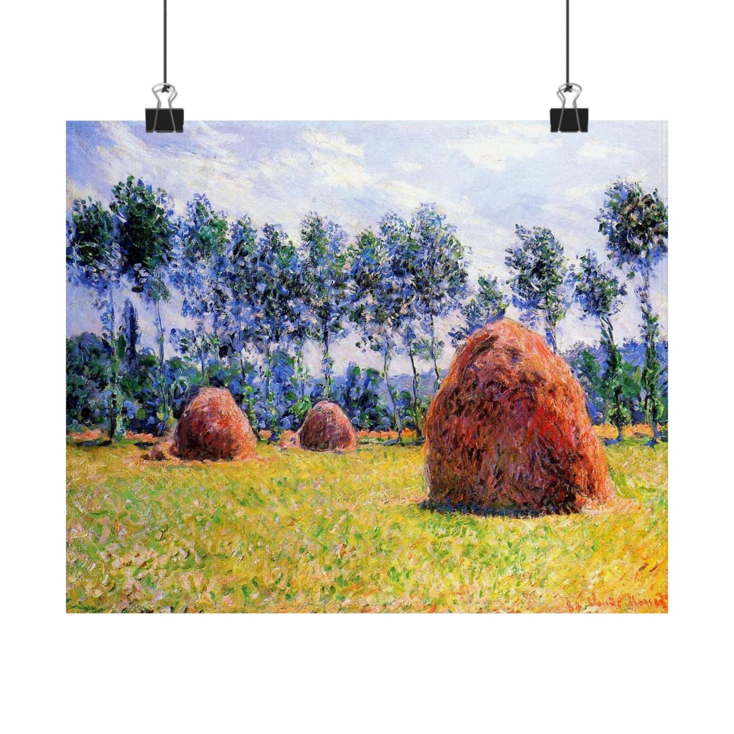 Claude Monet Haystacks at Giverny Print, Impressionist Landscape Poster, Premium Matte Wall Art for Home Decor