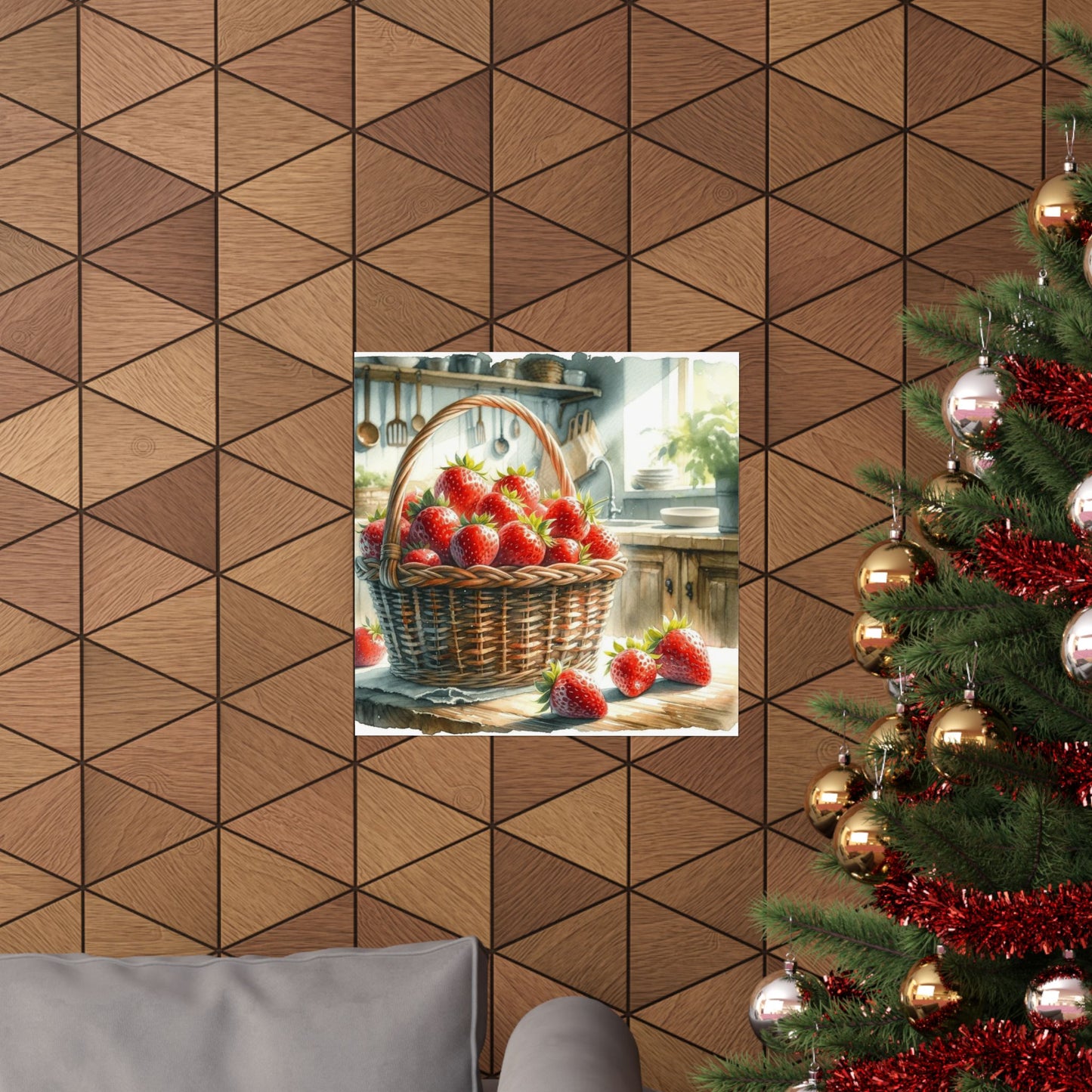 Juicy Strawberries Watercolor Print, Summer Kitchen Wall Art, Vibrant Fruit Basket Poster, Perfect Home Decor