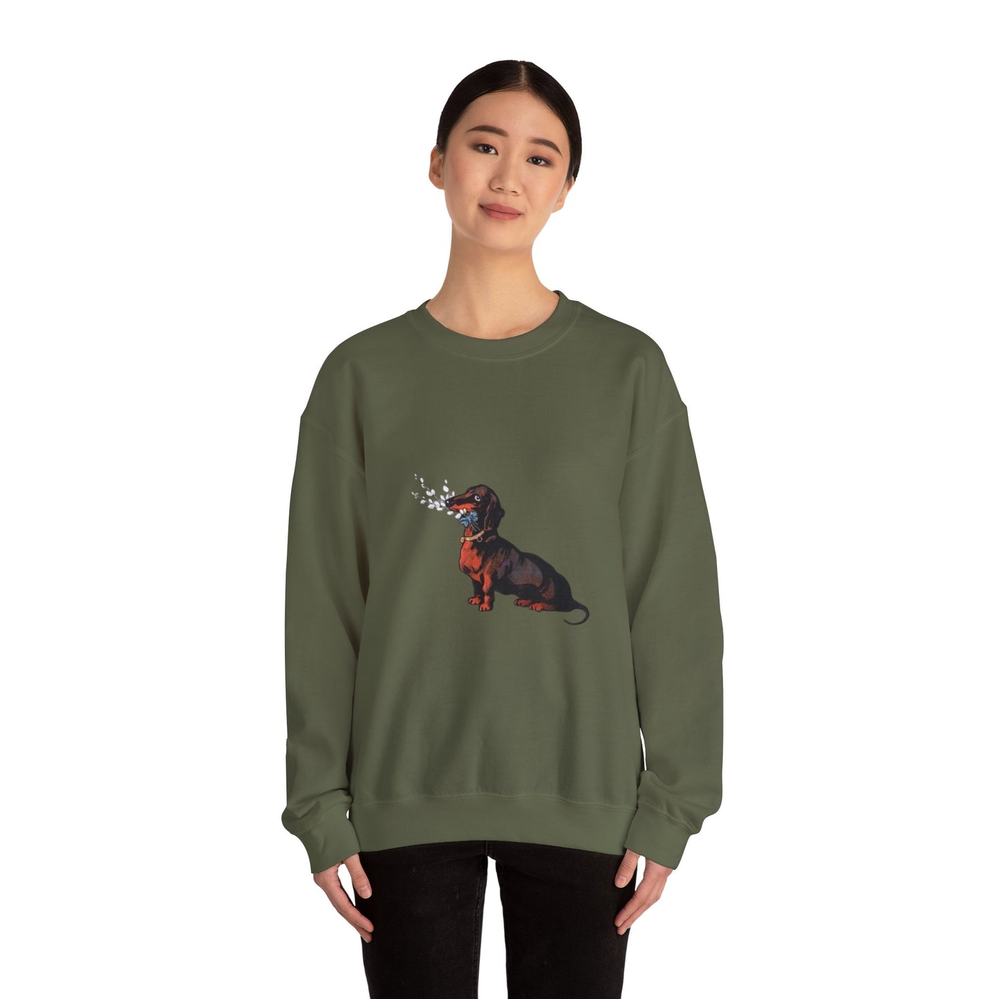 Dachshund Dog Vintage Sweatshirt, Cute & Elegant Unisex Crewneck Jumper, Floral Print, Gift for Dog Lovers, Cozy Winter Fashion, Animal