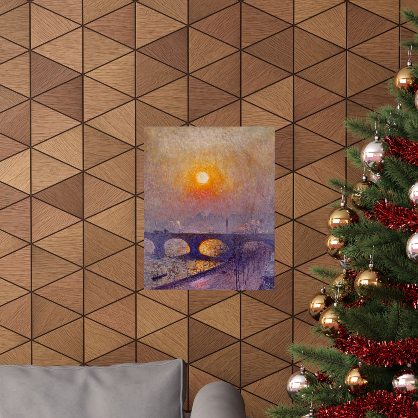 Emile Claus Sunset over Waterloo Bridge Print, Luminism Style Cloudscape Poster, Wall Art Gift