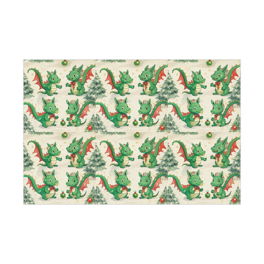 2024 Prosperity Dragon Vintage Christmas Wrapping Paper - Unique & Charming Holiday Gift Wrap - Symbol of Wealth and Fortune - Eco-Friendly