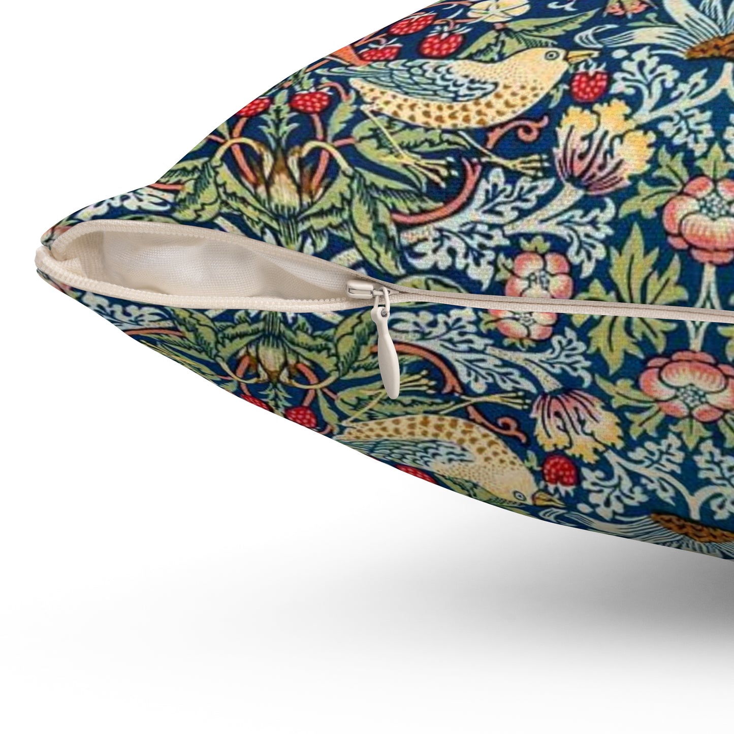 William Morris Strawberry Thief Pillow - Classic Arts and Crafts Design - Decorative Double-Sided Cushion