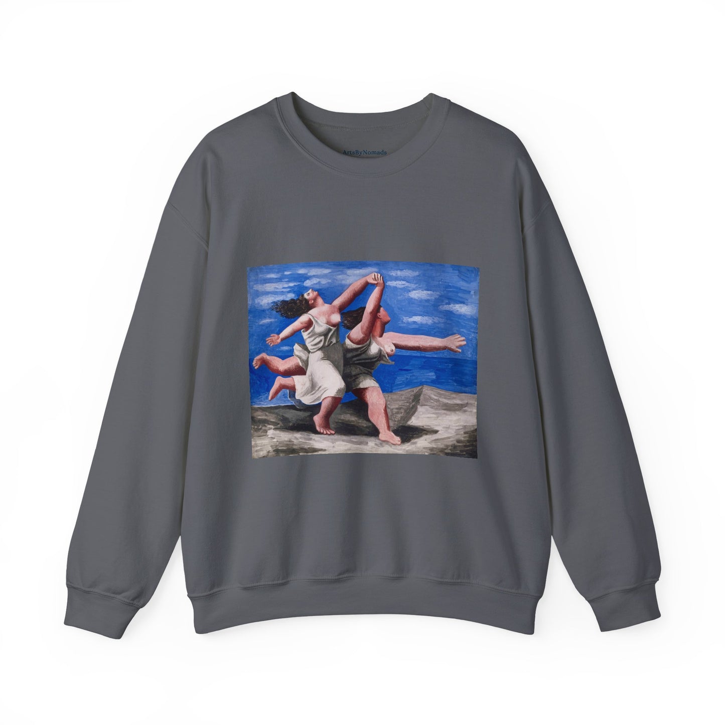 Pablo Picasso Women Running Beach Crewneck Sweatshirt, Art Lover Gift, Aesthetic Apparel, Feminine Beauty Jumper, Cozy Friend Present