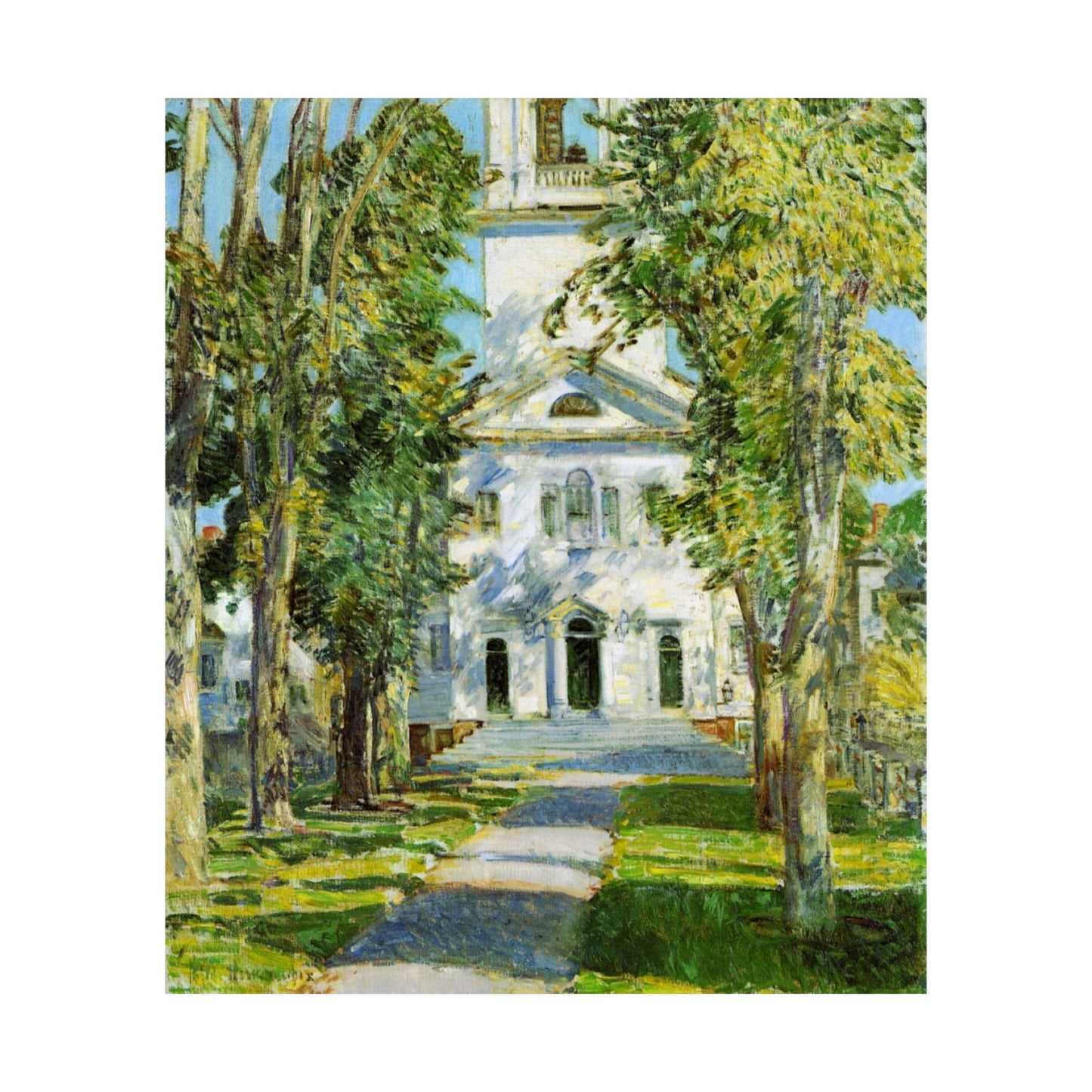 The Church at Gloucester by Childe Hassam, American Impressionist Art Print, New England Wall Decor