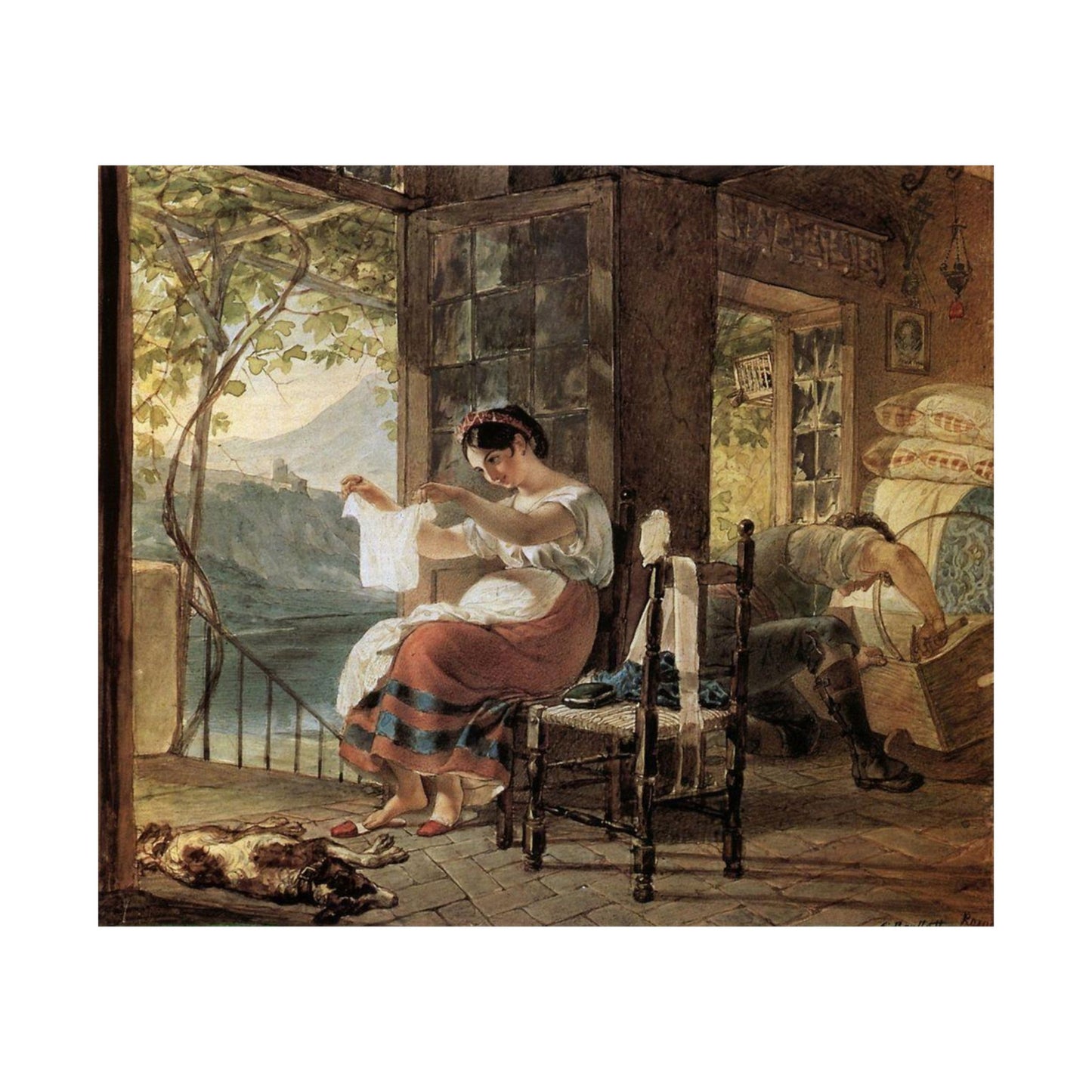 Motherhood Art Print, Italian, Expecting a Child by Karl Bryullov, Romanticism Poster for Baby Shower, Mother's Day Gift, Present for Moms