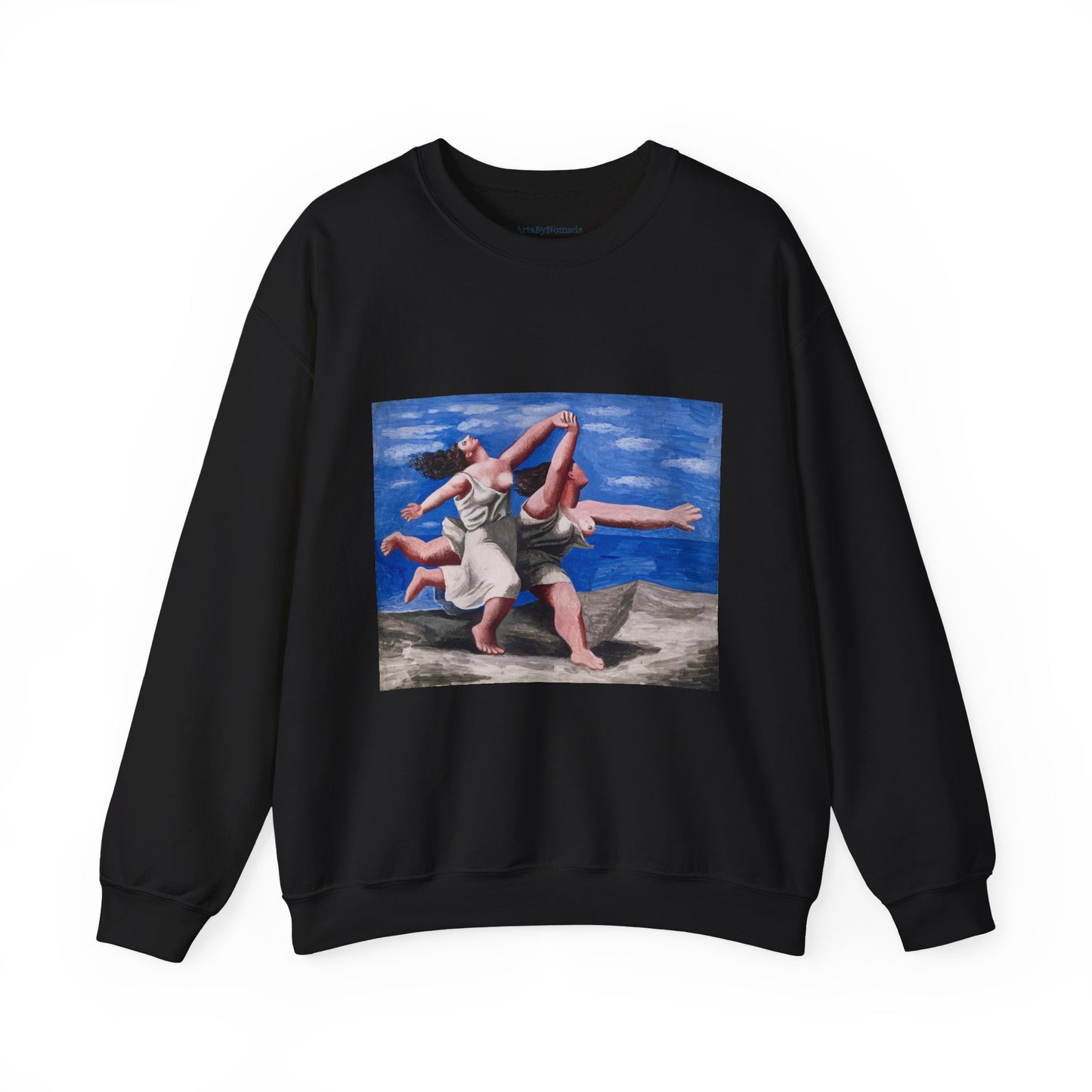 Pablo Picasso Women Running Beach Crewneck Sweatshirt, Art Lover Gift, Aesthetic Apparel, Feminine Beauty Jumper, Cozy Friend Present