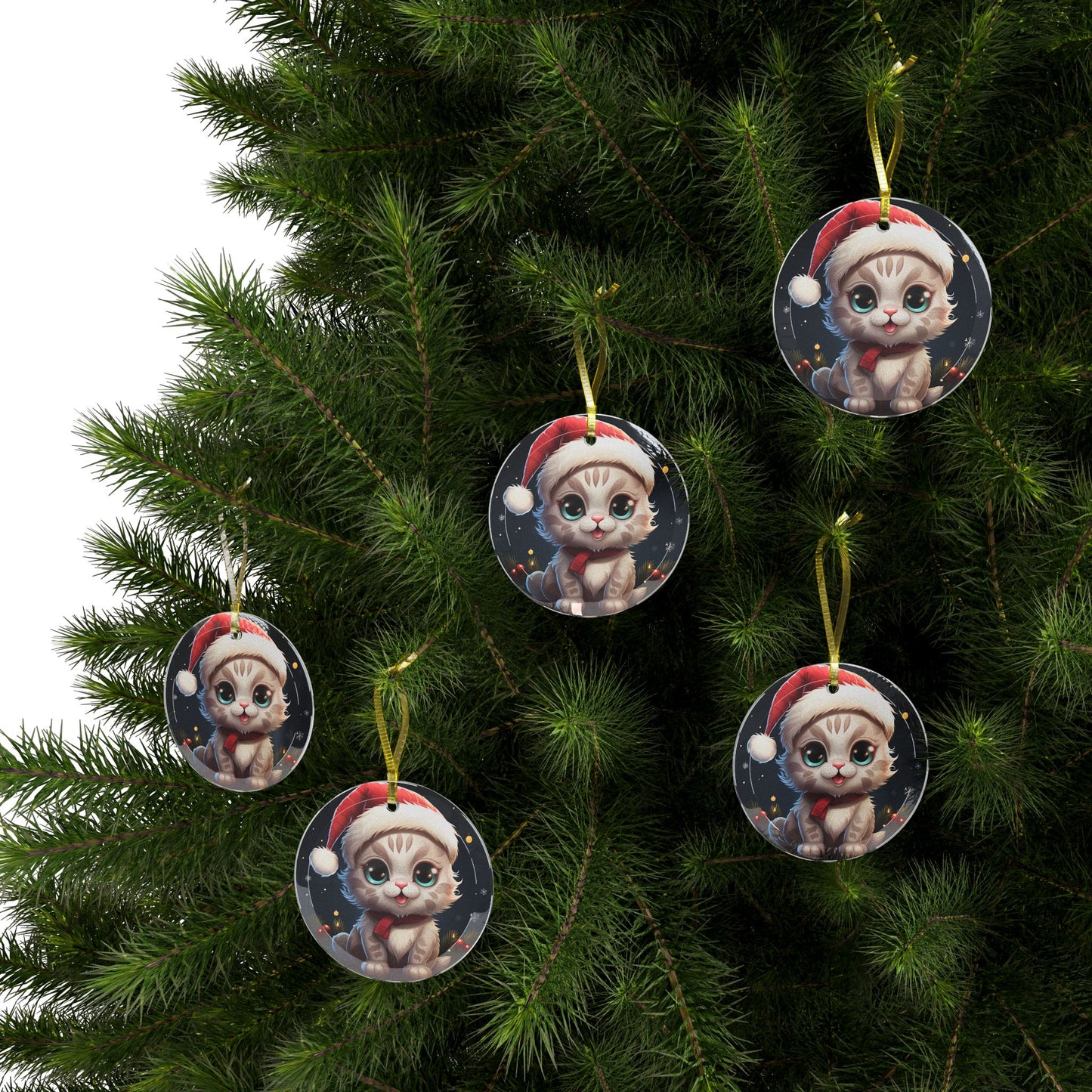 Christmas Ornament, Cute Kitten, Perfect Gift for Kids & Friends, One-Sided Holiday Decor, Celebrating New Year 2025