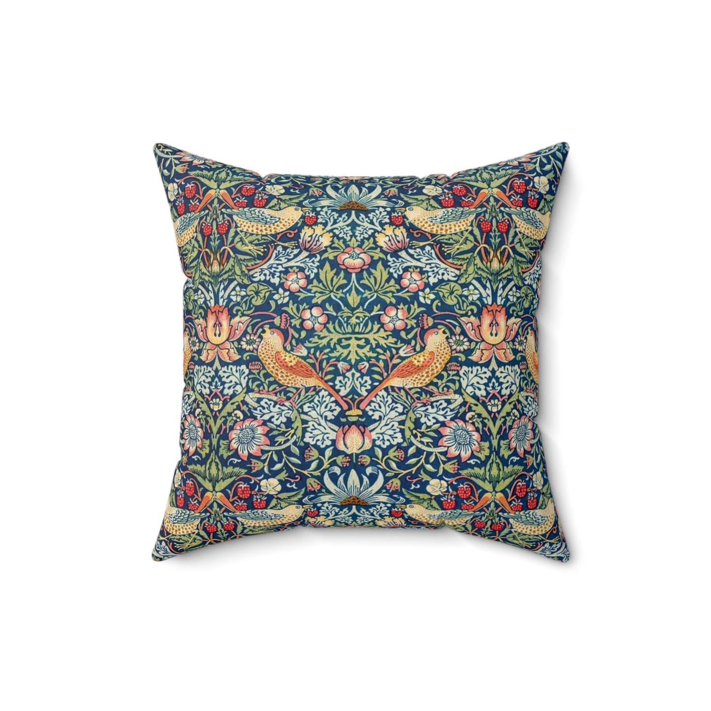 William Morris Strawberry Thief Pillow - Classic Arts and Crafts Design - Decorative Double-Sided Cushion