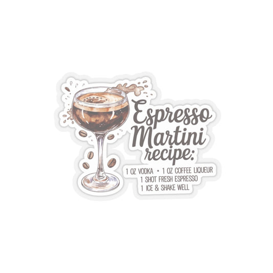 Espresso Martini Recipe Sticker - Hand-Drawn Watercolor Design - Chic Gift for Mocha Girls, Trendy Kitchen Decor