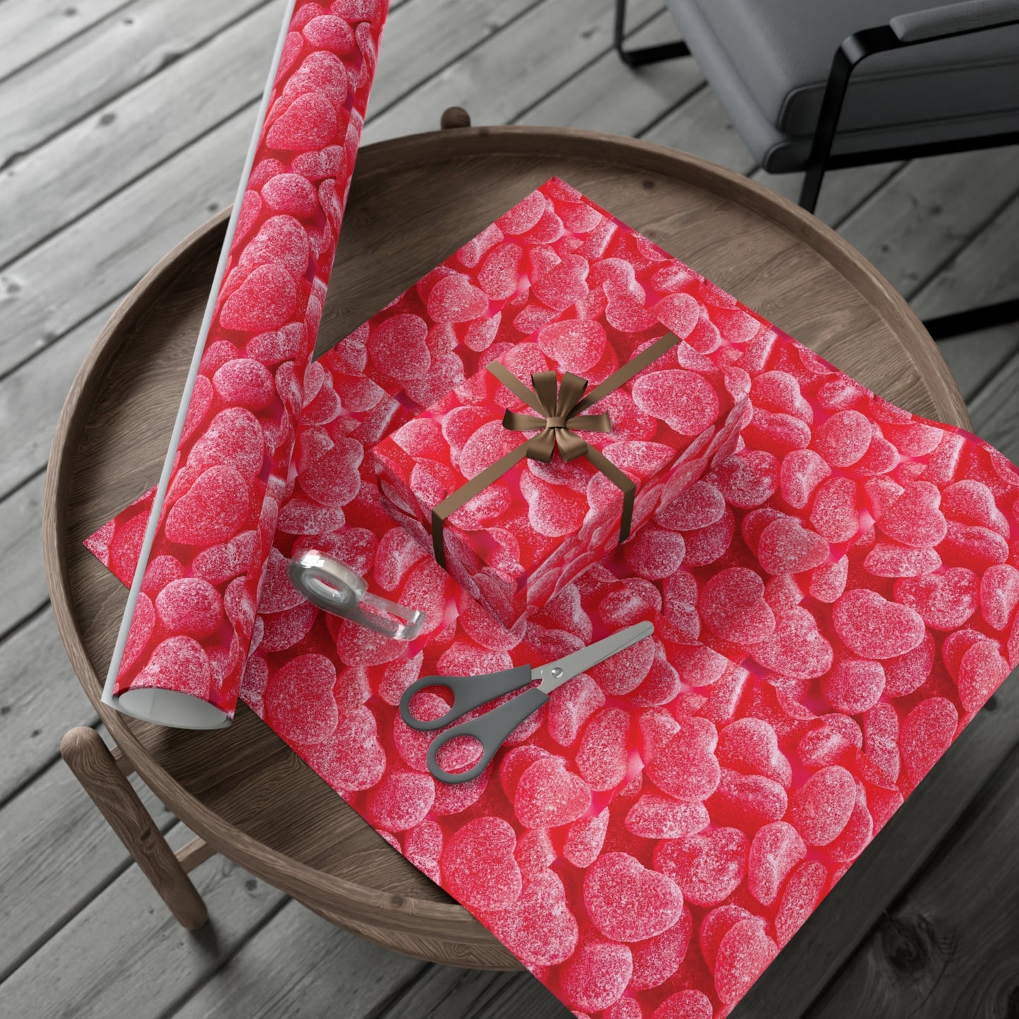 Pink Heart Gummy Candies Gift Wrapping Paper - Perfect Wrap for Valentine's Day, Birthdays and More - Gift for Loved Ones