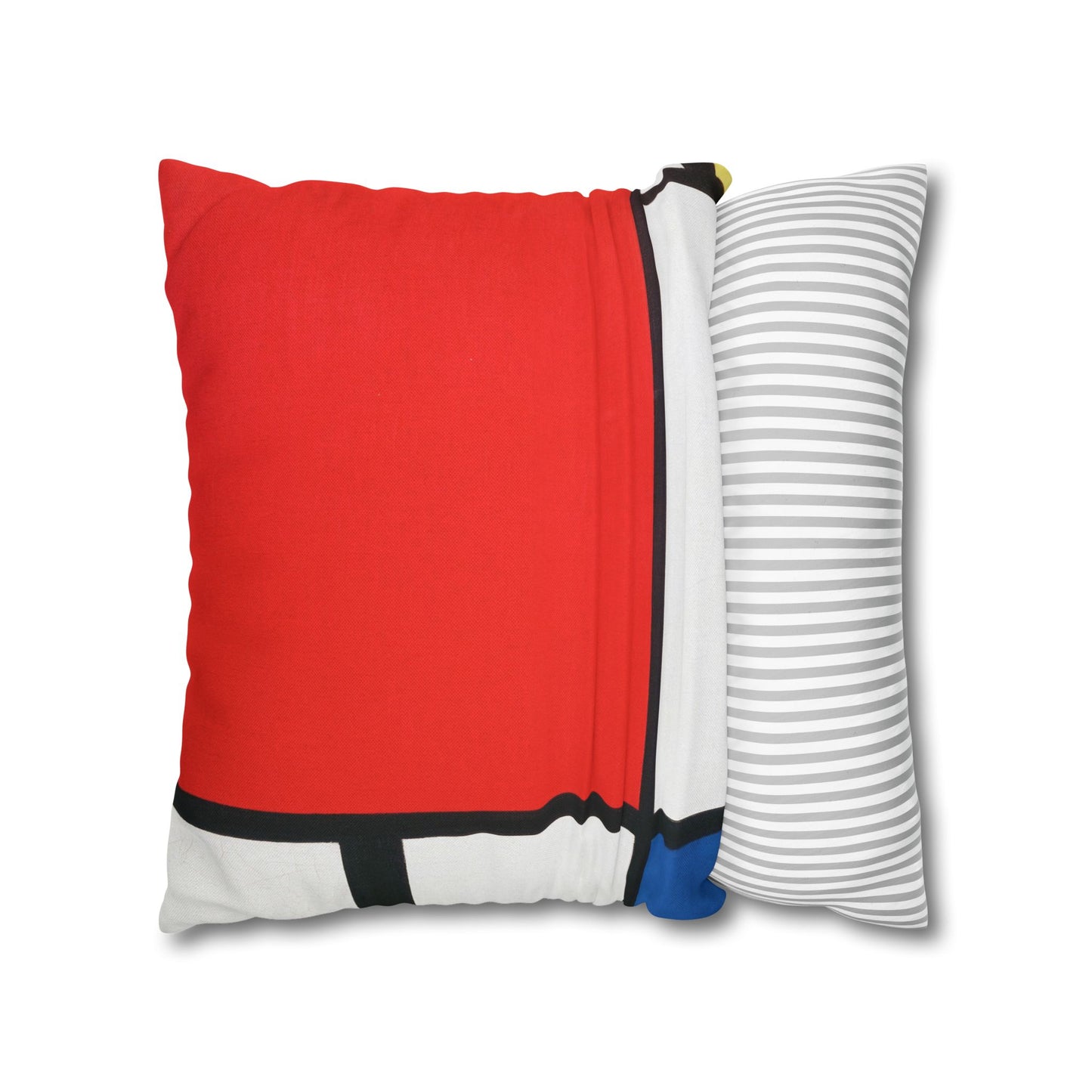 Square Pillowcase, Piet Mondrian Composition with Red Blue Yellow, Abstract Home Decor, Modern Interior, Housewarming Gift, Spun Polyester