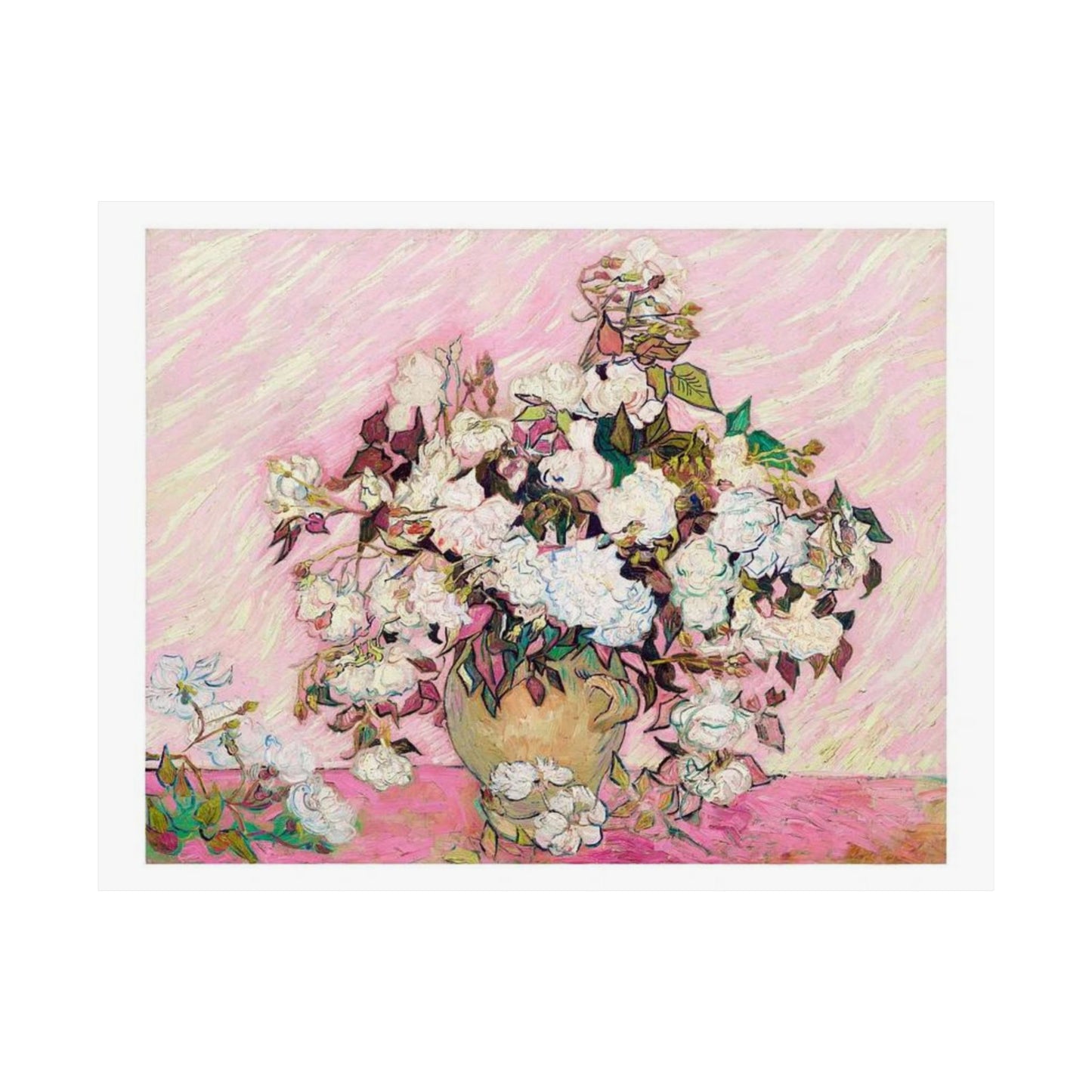 Vincent Van Gogh's Pink Roses Print - 1890 Classic Artwork Reimagined - Modern Pink Floral Wall Art