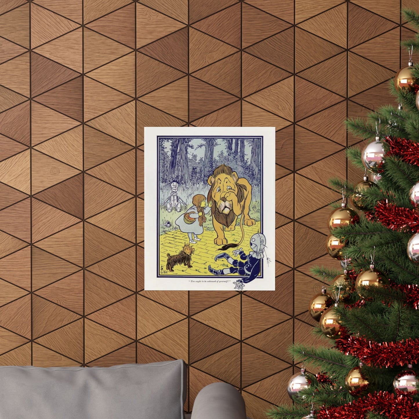 Vintage Dorothy Meets Cowardly Lion Wizard of Oz Print - 1900 L. Frank Baum Classic - William Denslow Illustration Poster