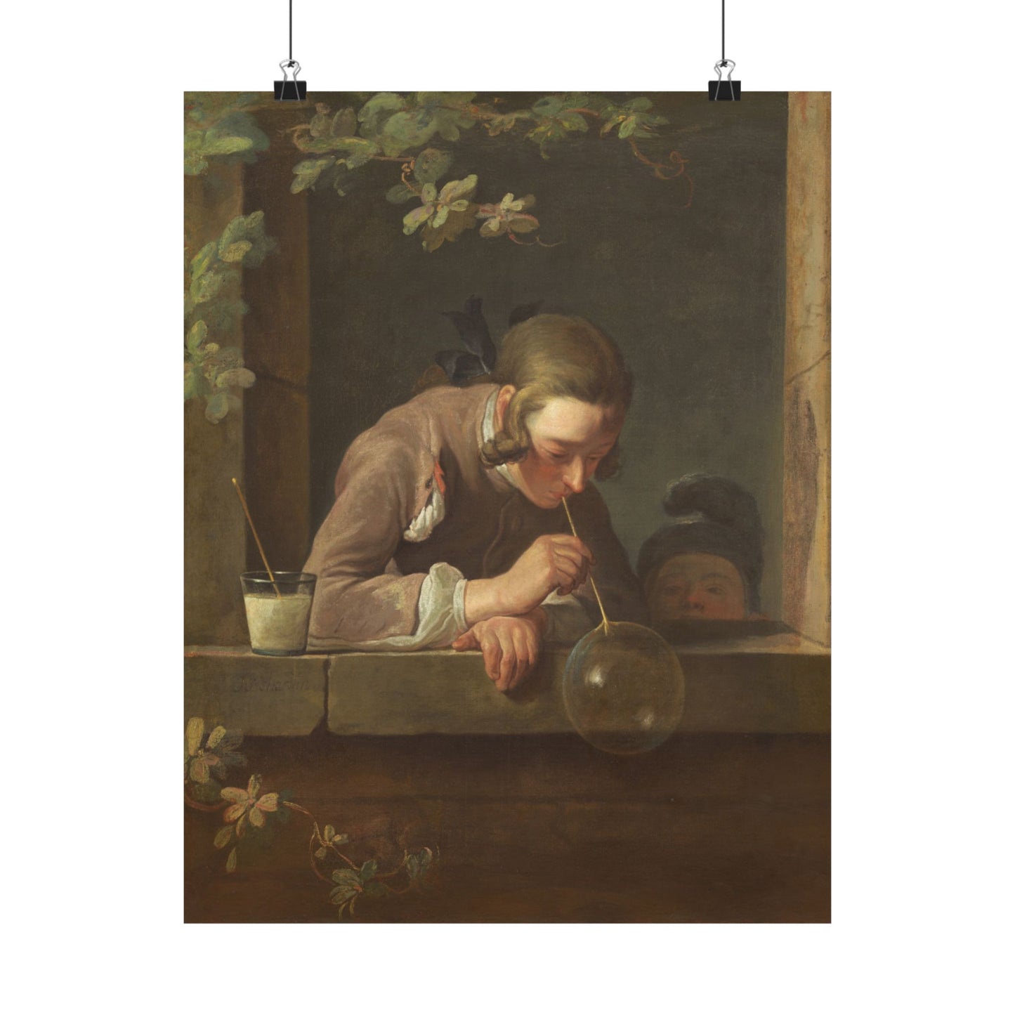 Rococo Art Print, Jean Simeon Chardin's Soap Bubbles Matte Poster, Perfect for Home Decor