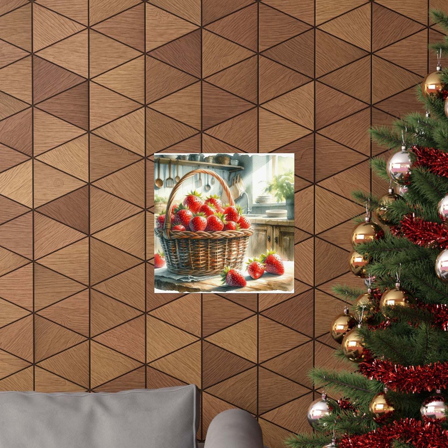 Juicy Strawberries Watercolor Print, Summer Kitchen Wall Art, Vibrant Fruit Basket Poster, Perfect Home Decor