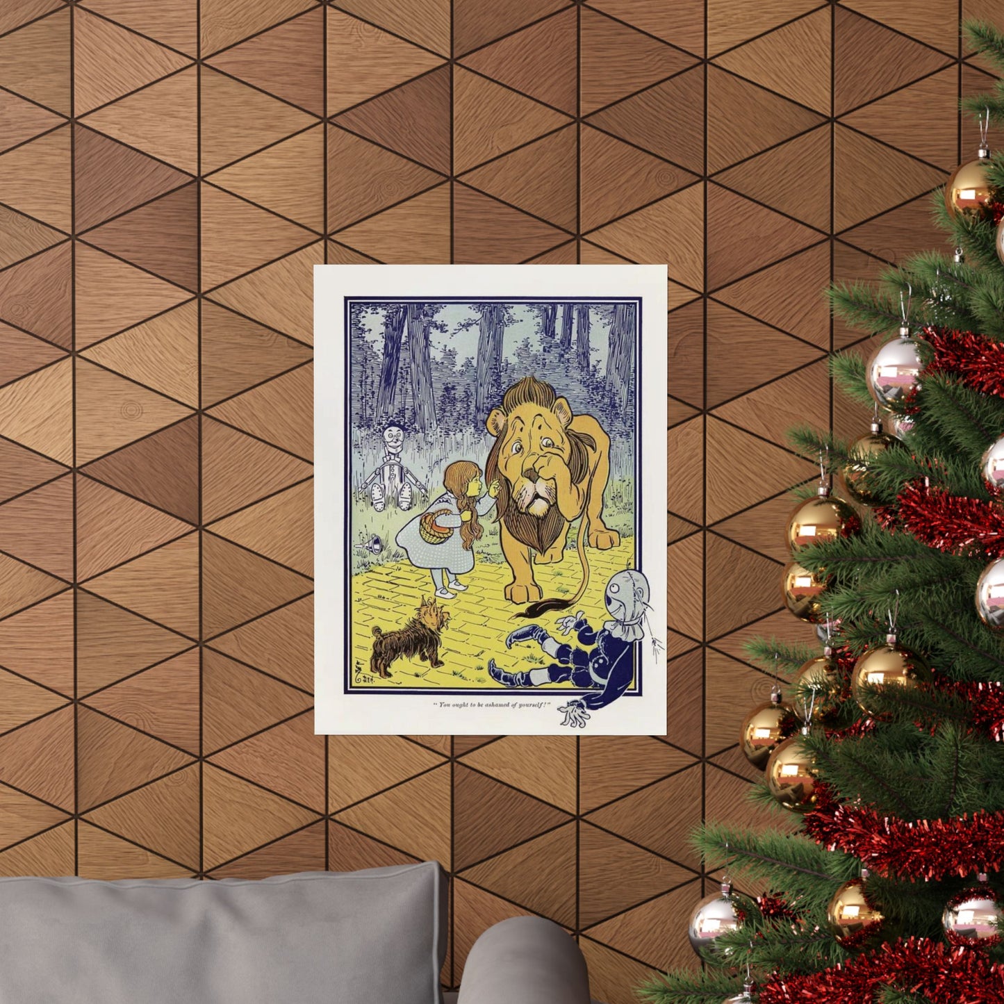 Vintage Dorothy Meets Cowardly Lion Wizard of Oz Print - 1900 L. Frank Baum Classic - William Denslow Illustration Poster