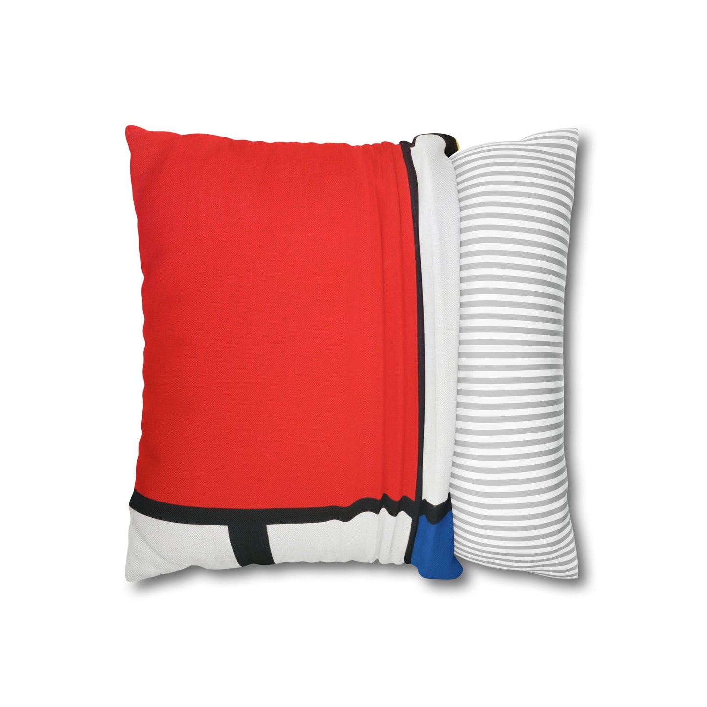 Square Pillowcase, Piet Mondrian Composition with Red Blue Yellow, Abstract Home Decor, Modern Interior, Housewarming Gift, Spun Polyester