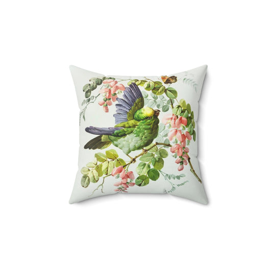 Vintage Romantic Birds and Flowers Pillow - Perfect Gift for Her, Valentines and Mothers Day - Elegant Home Decor Cushion