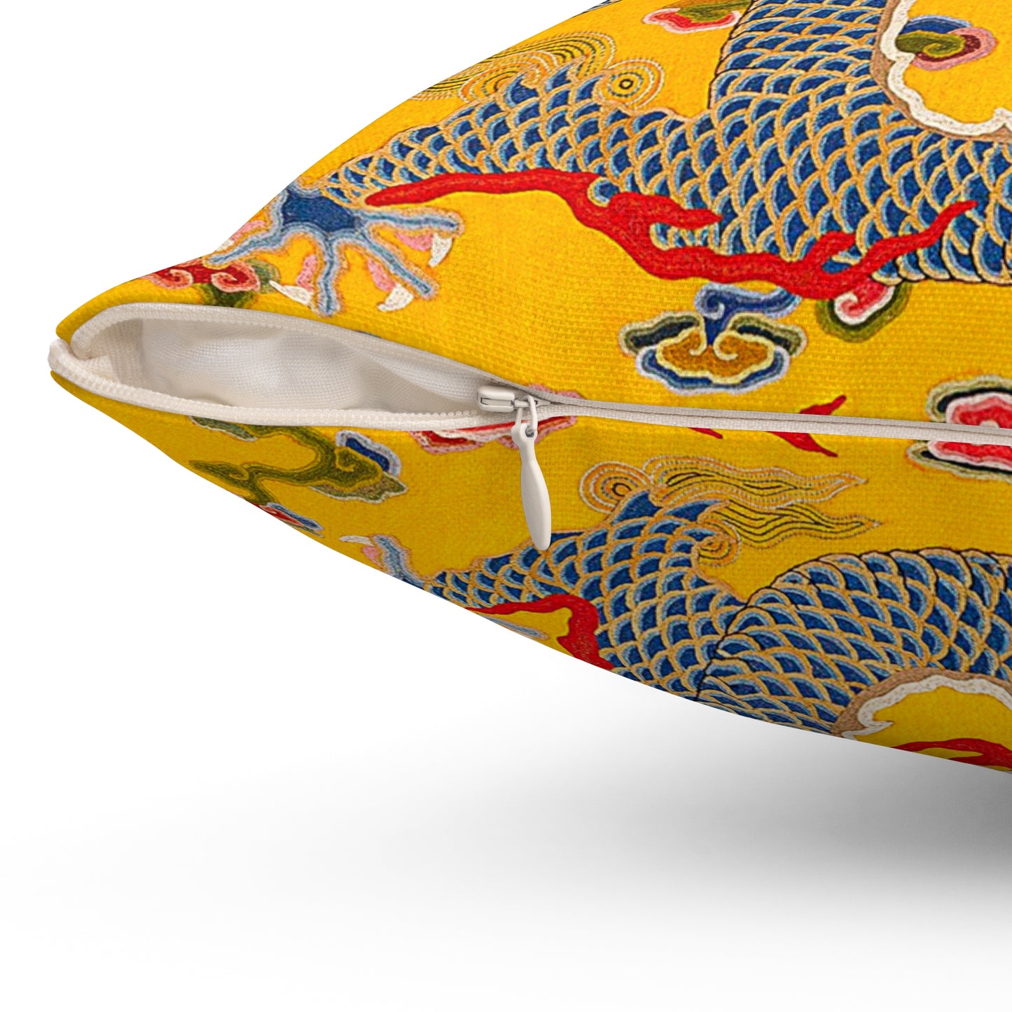 Chinese Dragon Square Pillow, Stylish Yellow Decorative Cushion, Asian Design, Perfect Housewarming Gift