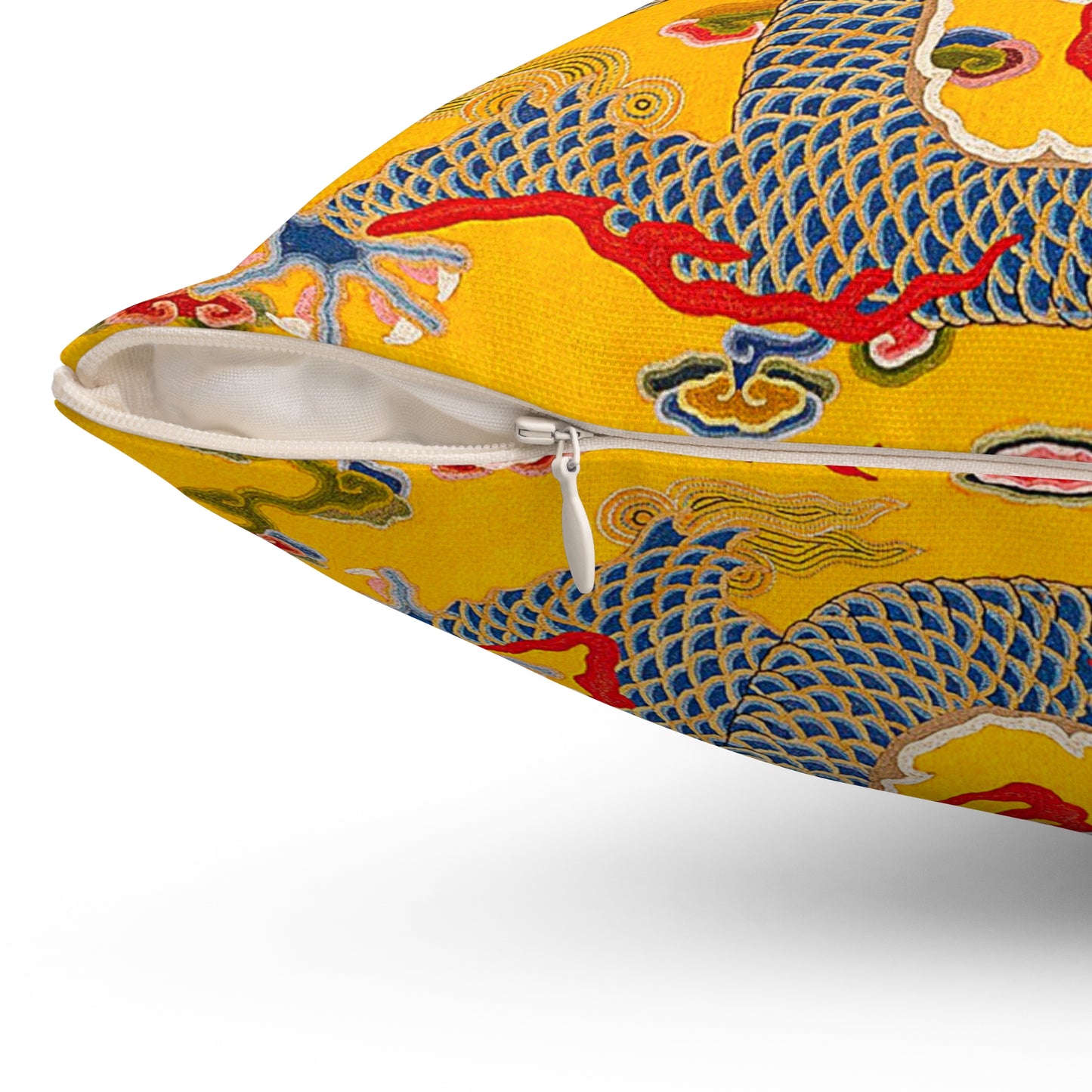 Chinese Dragon Square Pillow, Stylish Yellow Decorative Cushion, Asian Design, Perfect Housewarming Gift