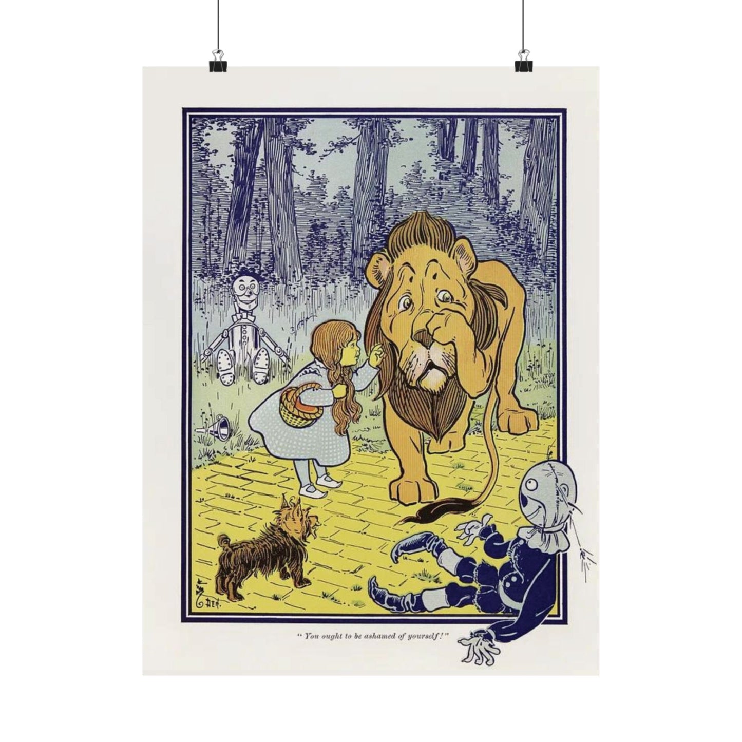 Vintage Dorothy Meets Cowardly Lion Wizard of Oz Print - 1900 L. Frank Baum Classic - William Denslow Illustration Poster