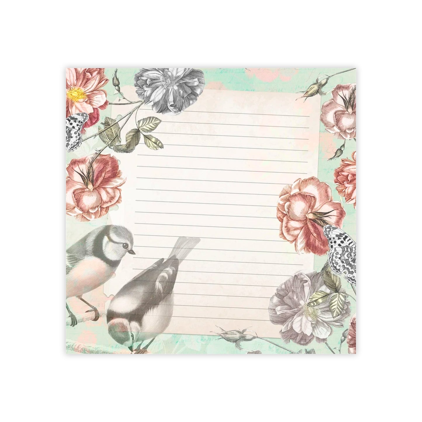 Vintage Aesthetic Collage Post it Note Pad - Floral and Fauna Sticky Notes - Personalized Office and Home Stationery