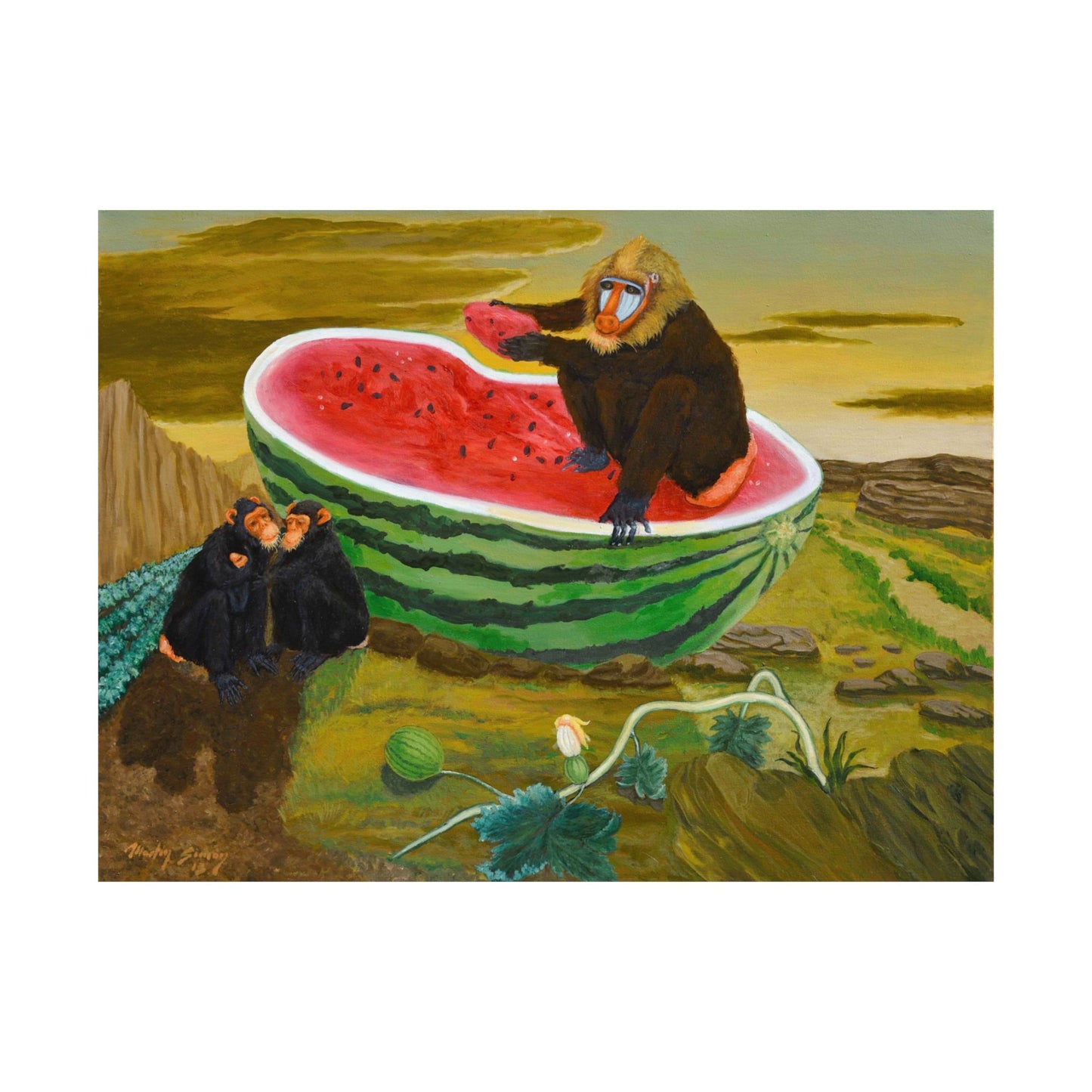 Modern Art Print, Mandril en Agape by José de Martín Simón, Contemporary Home Decor