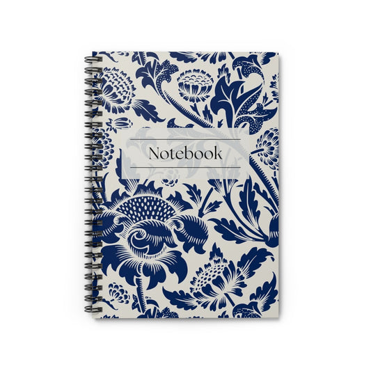 William Morris Chrysanthemum Notebook - Blue and White Floral Design - Elegant Gift for All Occasions