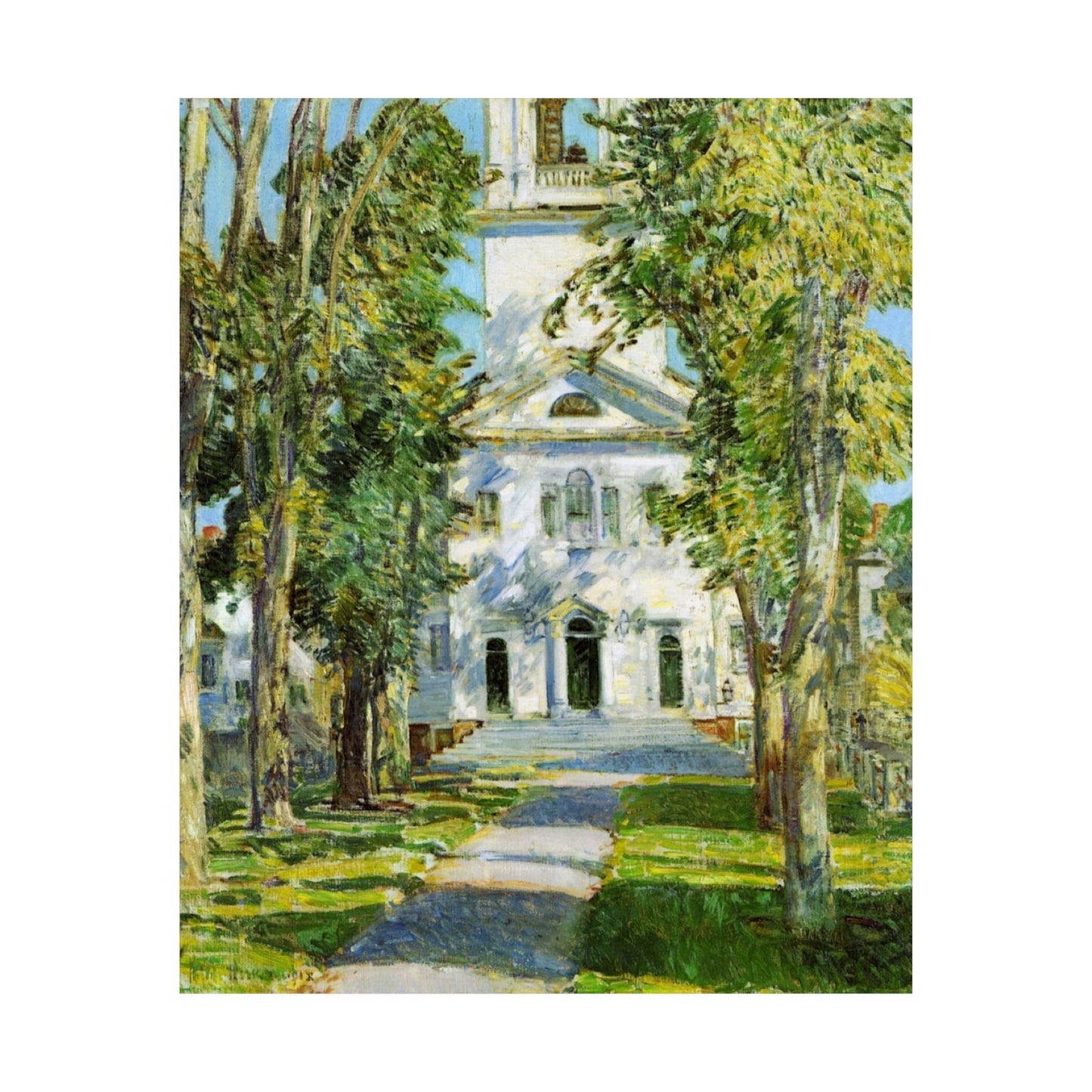 The Church at Gloucester by Childe Hassam, American Impressionist Art Print, New England Wall Decor