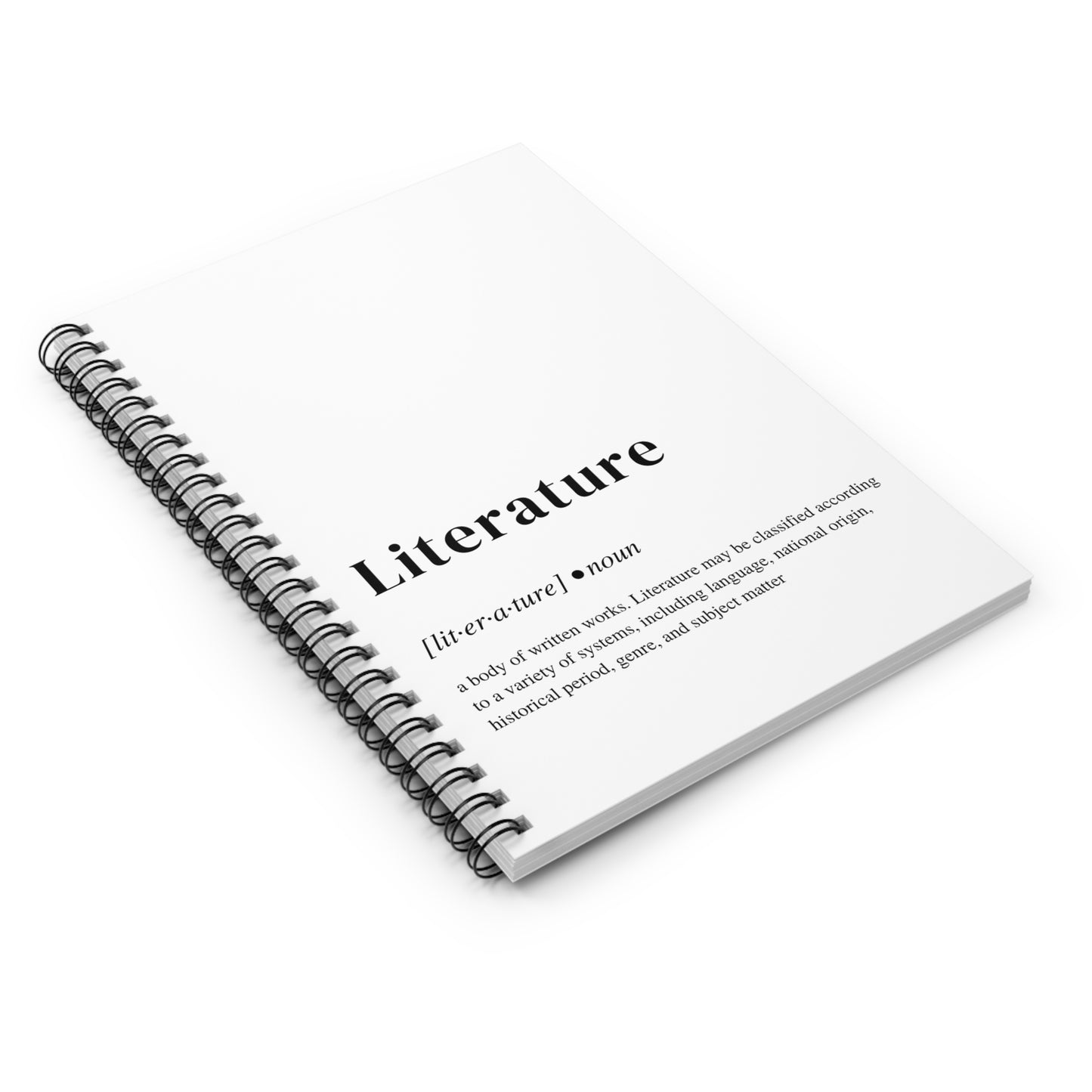 Literature Definition Spiral Notebook, Perfect Gift for Students, School and University Supplies