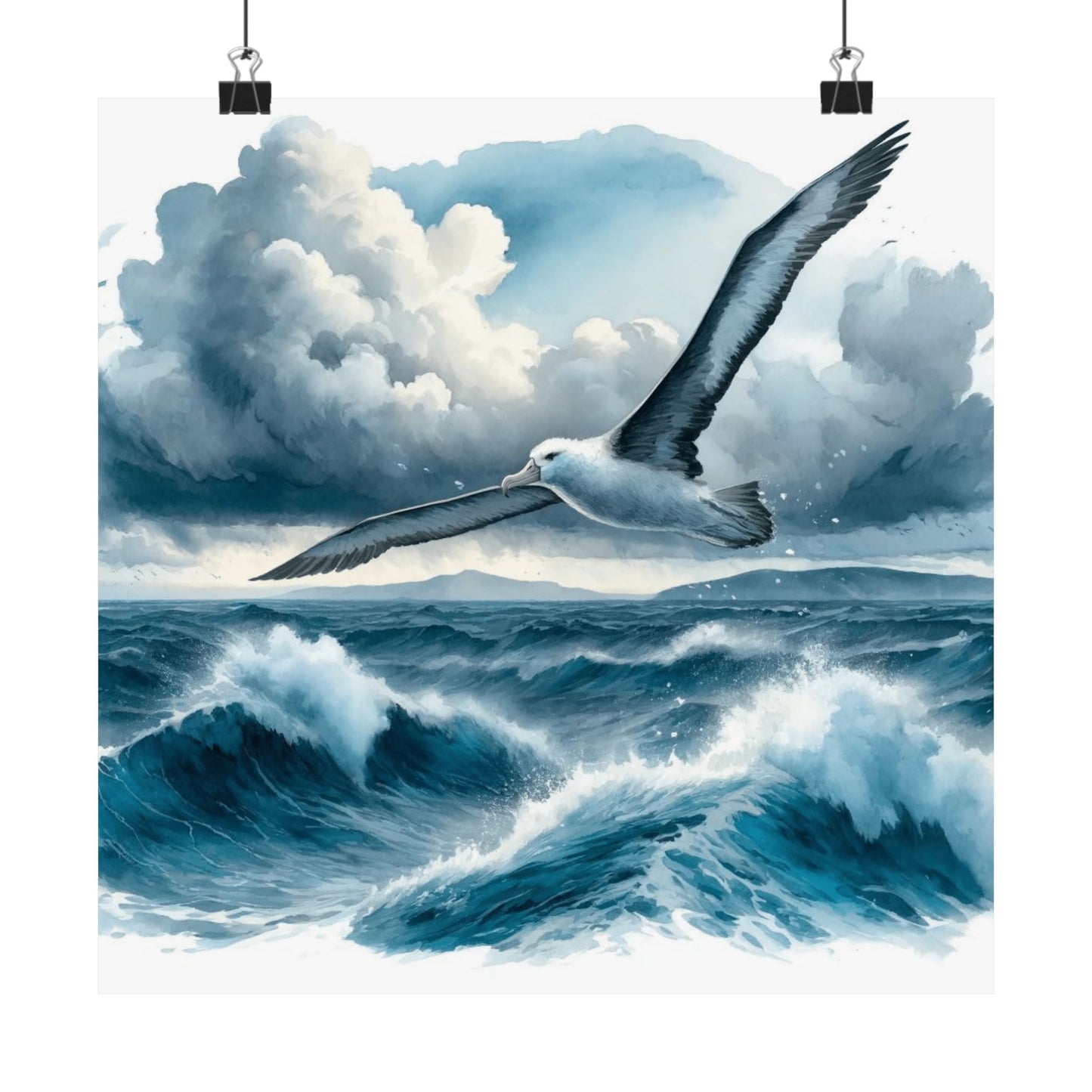 Blue Albatross Bird Art Print, Elegant Matte Poster on Archival Paper, Perfect for Home or Office Decor, Great Gift