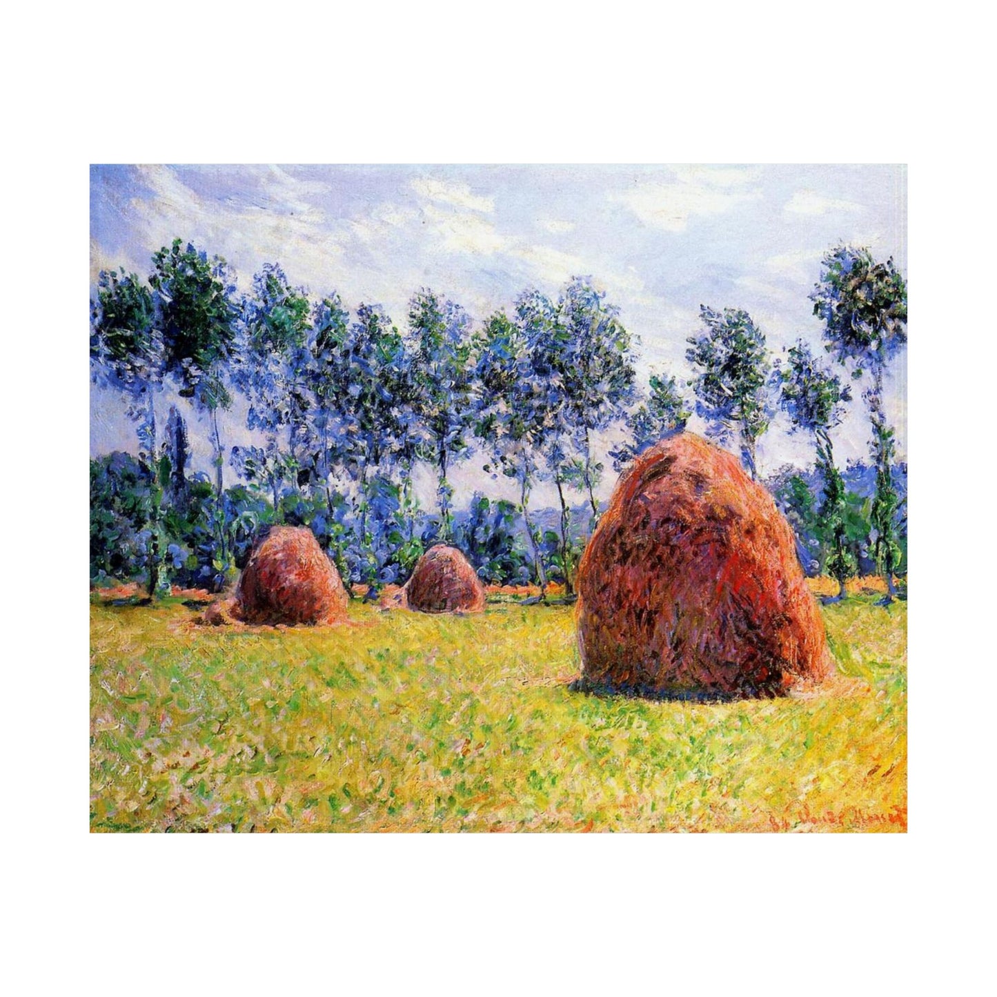 Claude Monet Haystacks at Giverny Print, Impressionist Landscape Poster, Premium Matte Wall Art for Home Decor