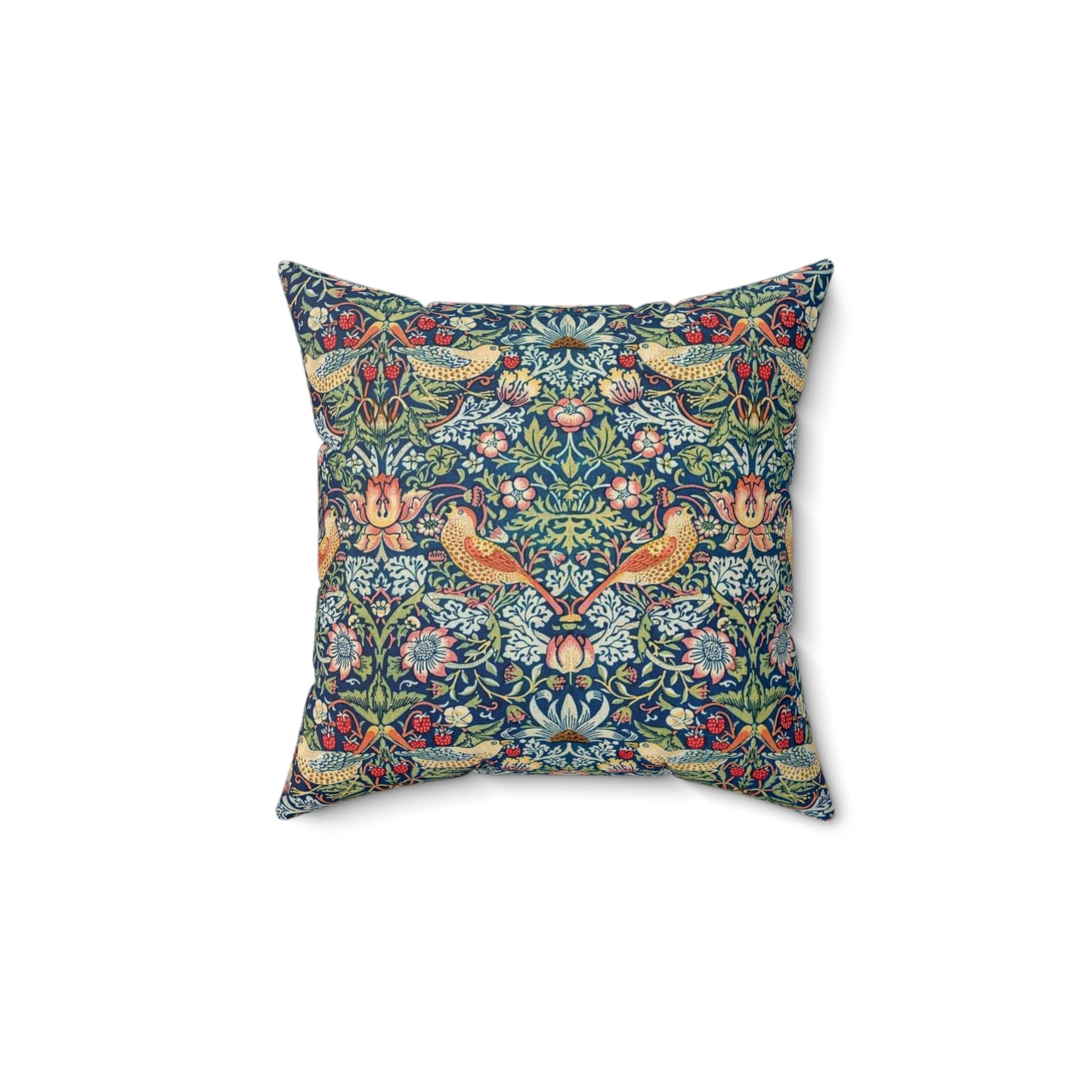William Morris Strawberry Thief Pillow - Classic Arts and Crafts Design - Decorative Double-Sided Cushion
