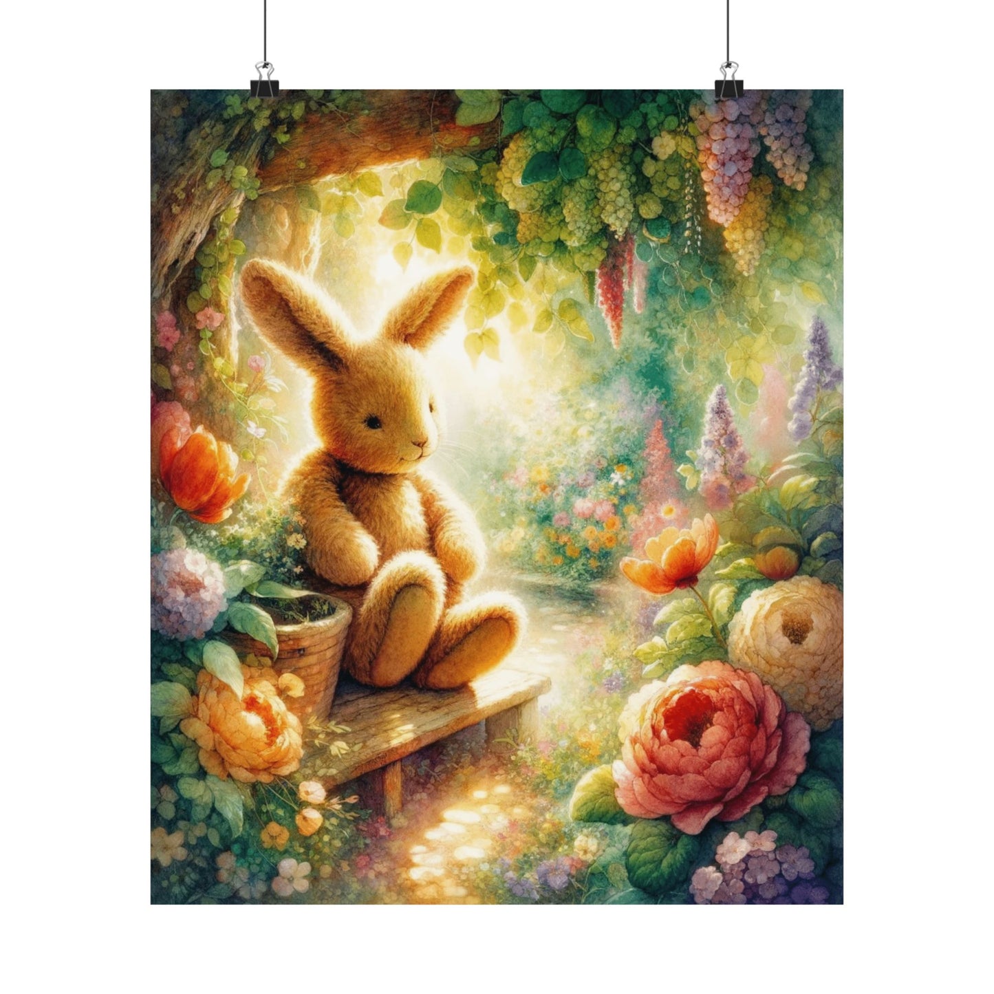 Art Print Inspired by The Velveteen Rabbit Book, Stuffed Bunny Illustration, Children Literature Poster, Ideal for Kid's Room Decor