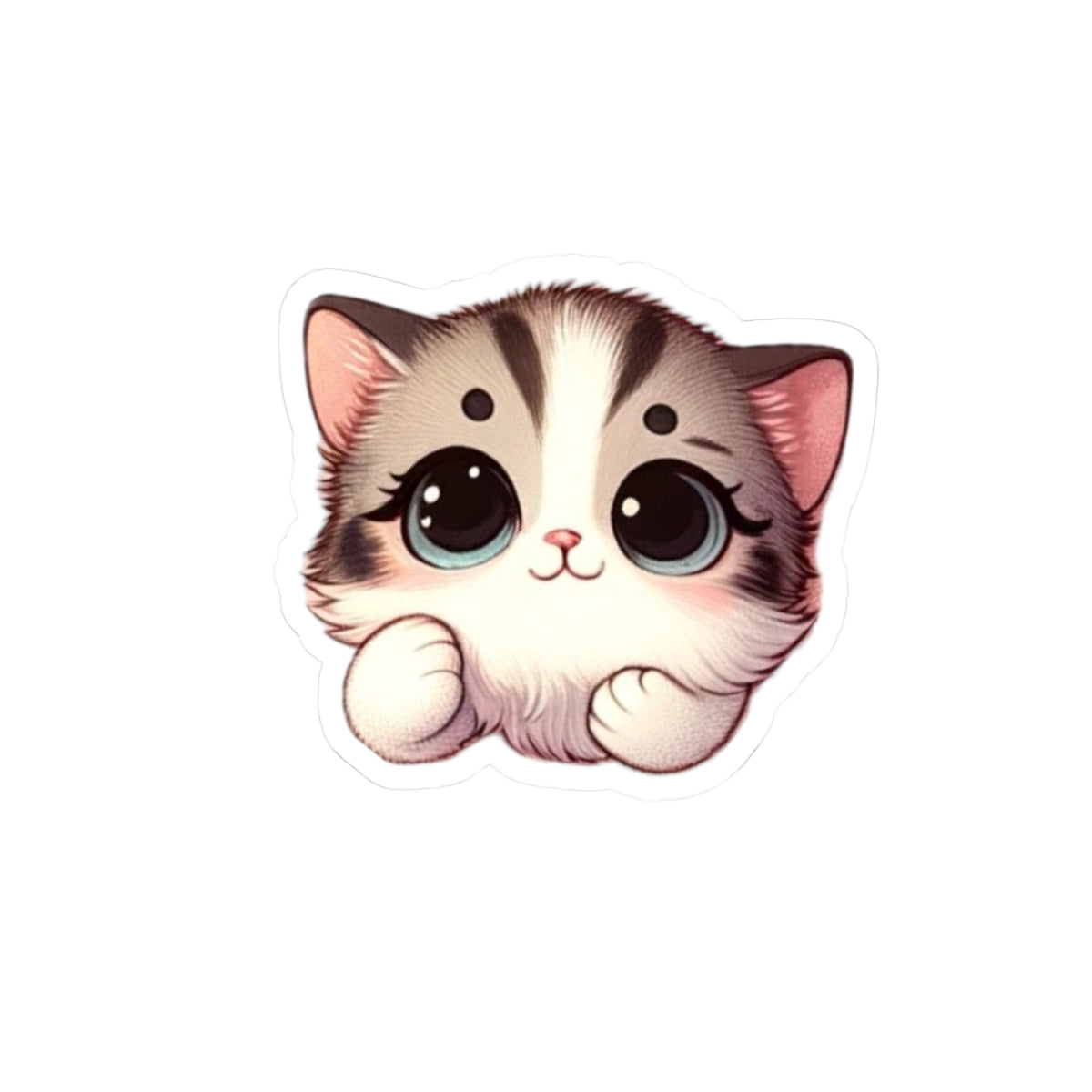 Cute Animated Kitten Vinyl Decal, High-Quality Laptop and Water Bottle and Kindle Sticker, Durable and Removable Cat Sticker