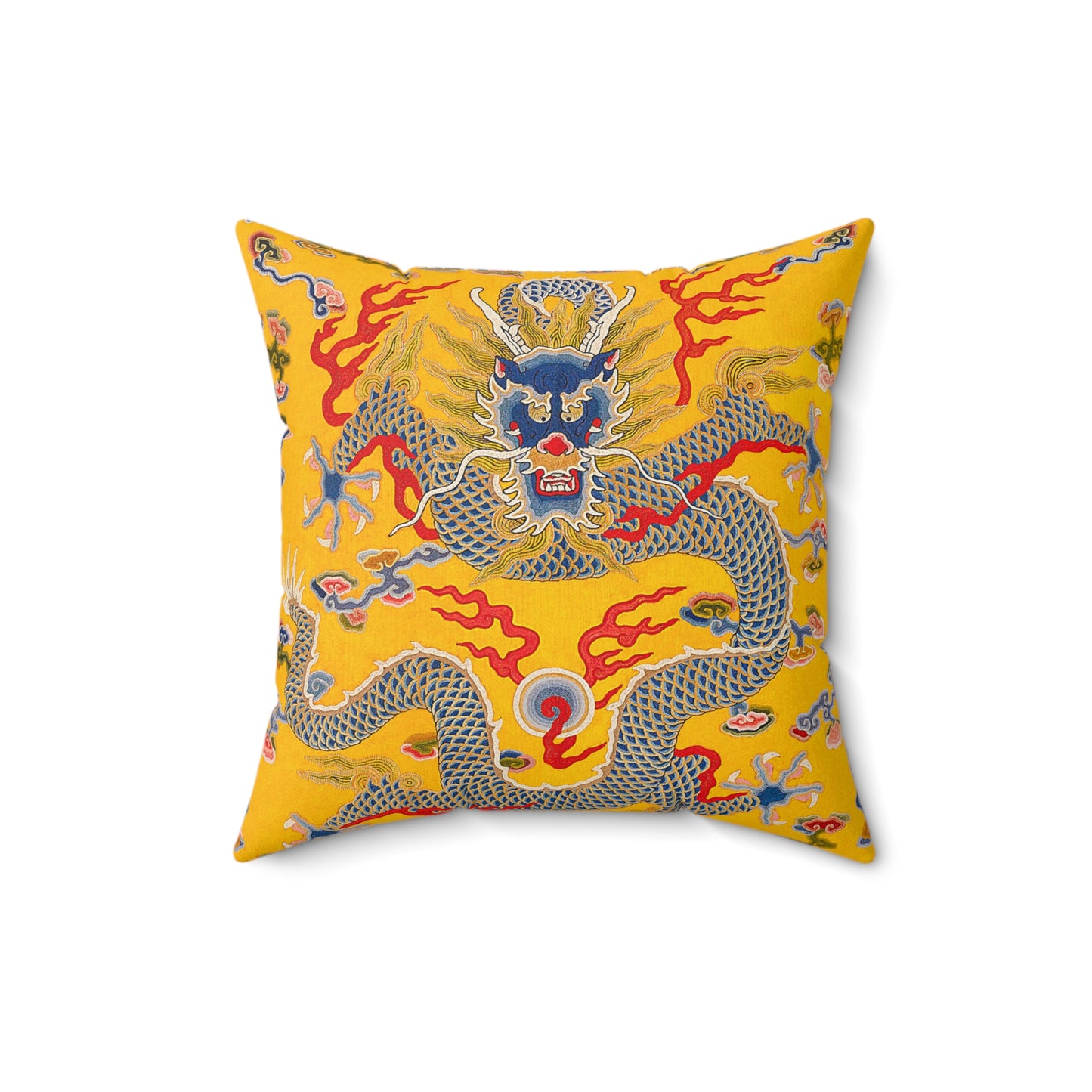 Chinese Dragon Square Pillow, Stylish Yellow Decorative Cushion, Asian Design, Perfect Housewarming Gift